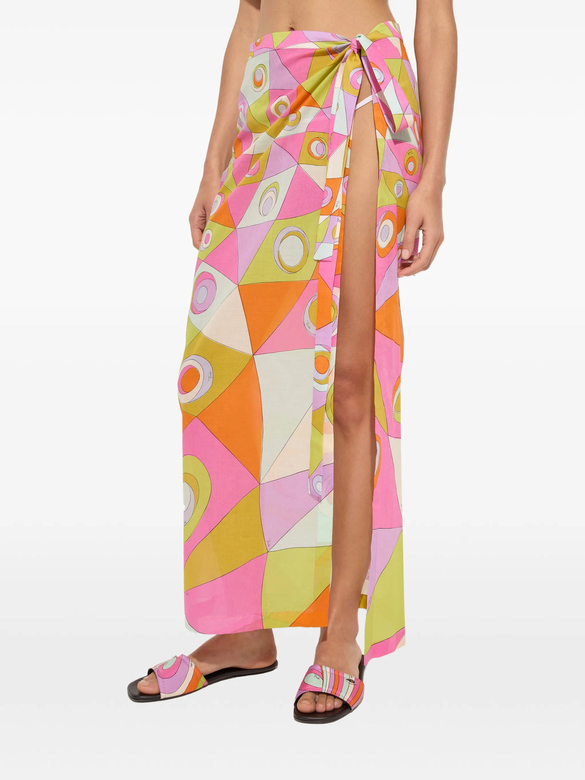 Occhi print cotton sarong skirt
