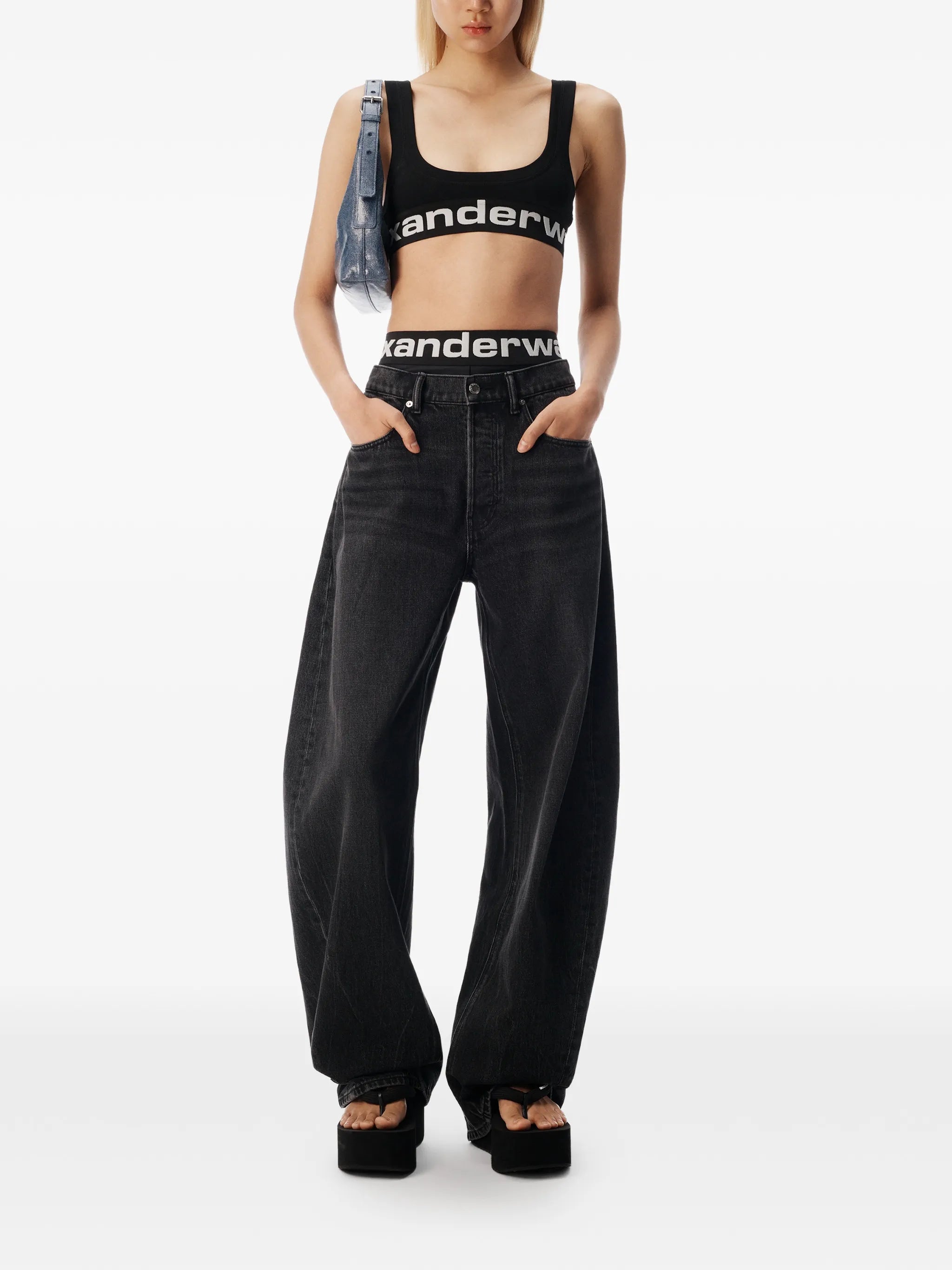 blow-up jeans with logo bike short waistband