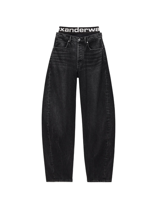 blow-up jeans with logo bike short waistband