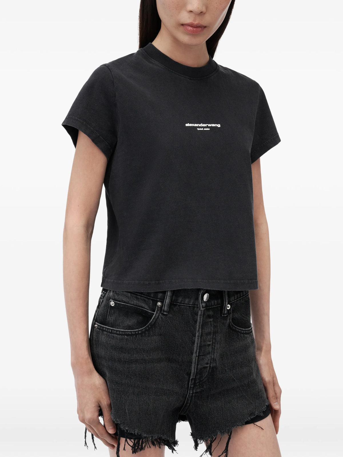 logo-print shrunken short-sleeve T-shirt