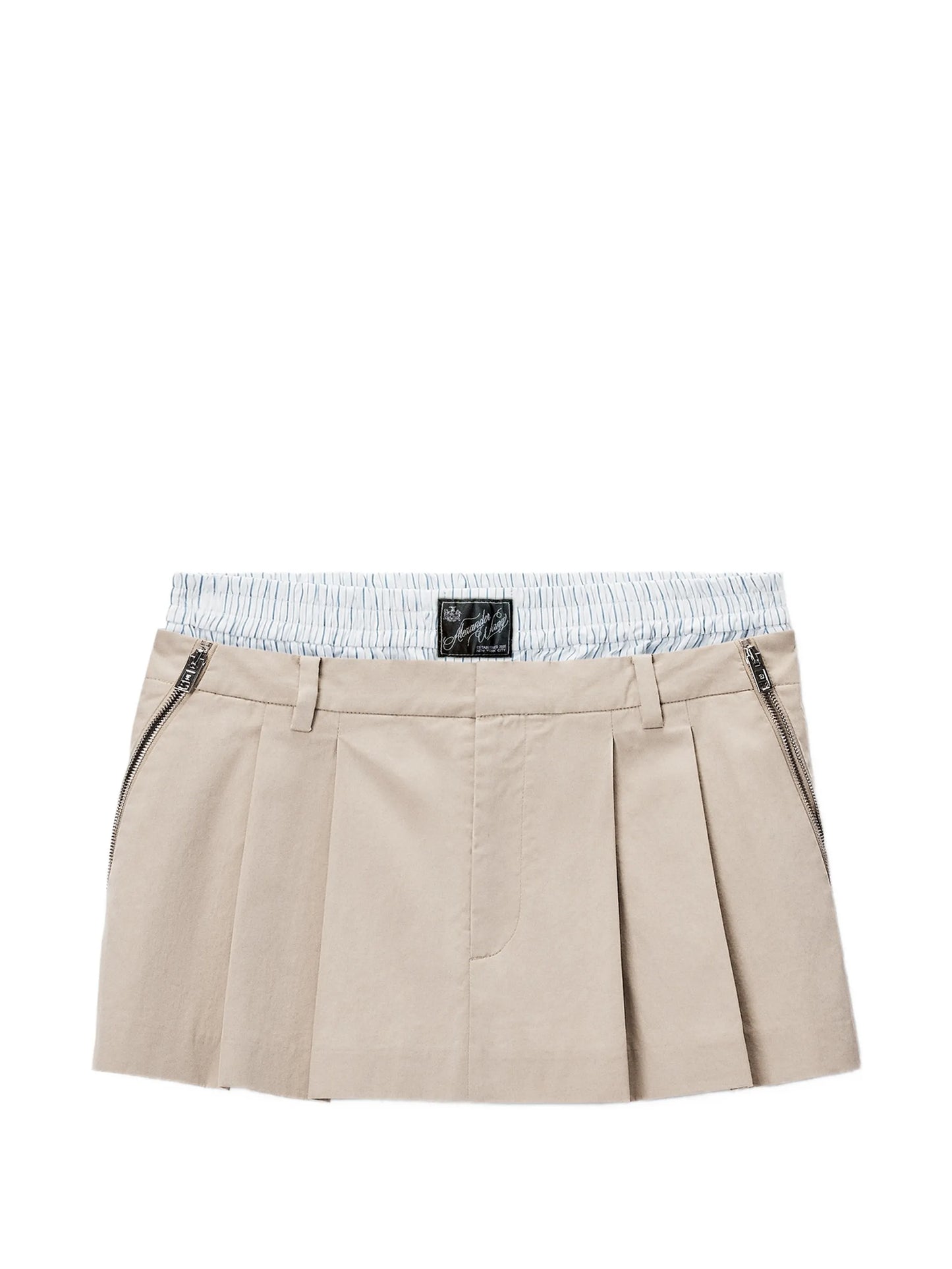 pleated mini skirt with boxer waistband and zip details