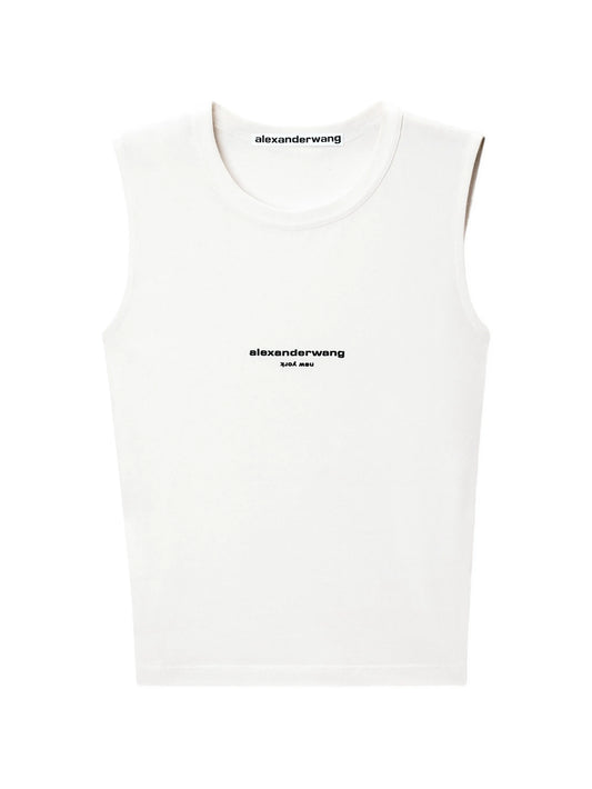 logo-print fitted tank top