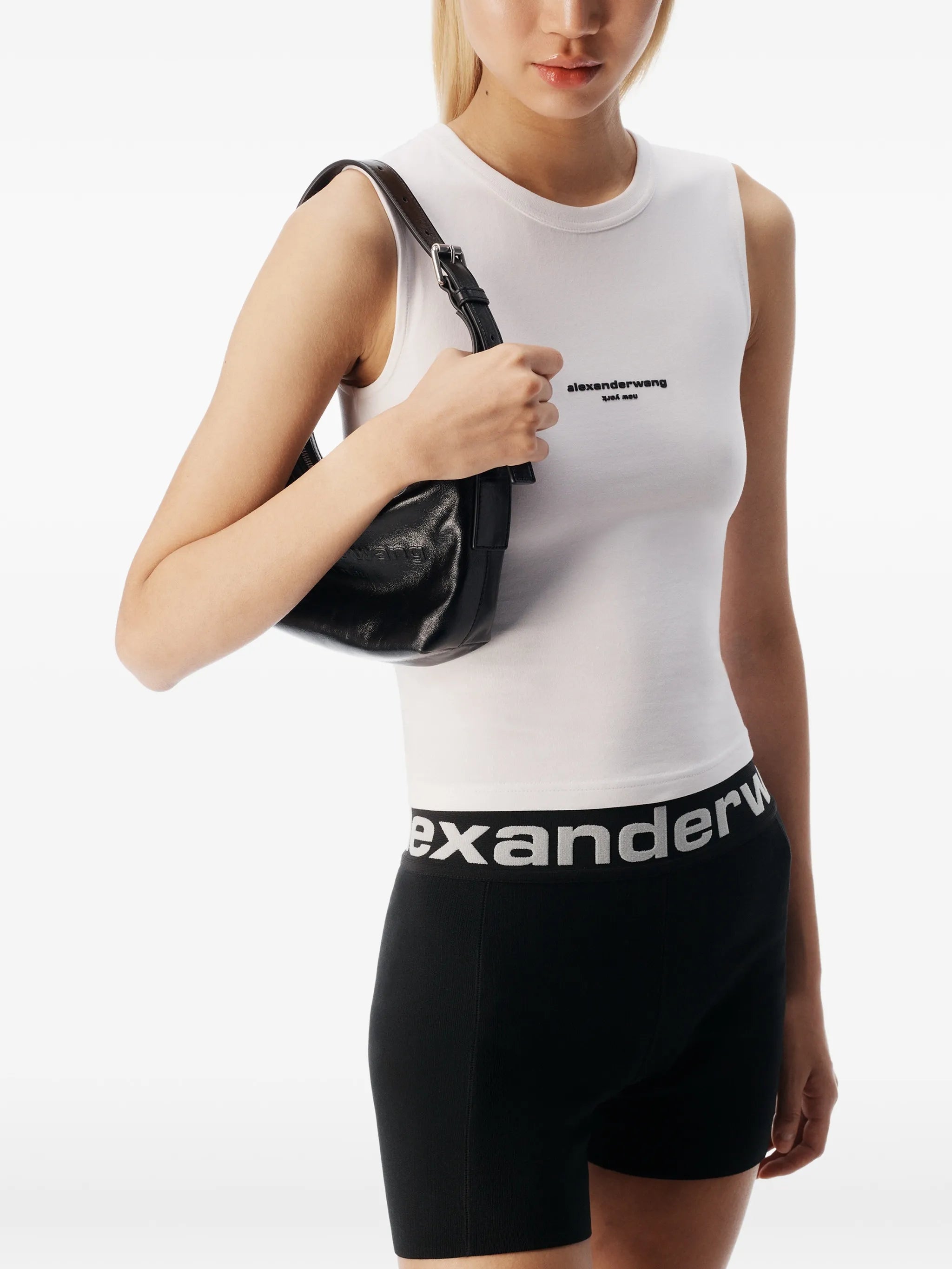 logo-print fitted tank top