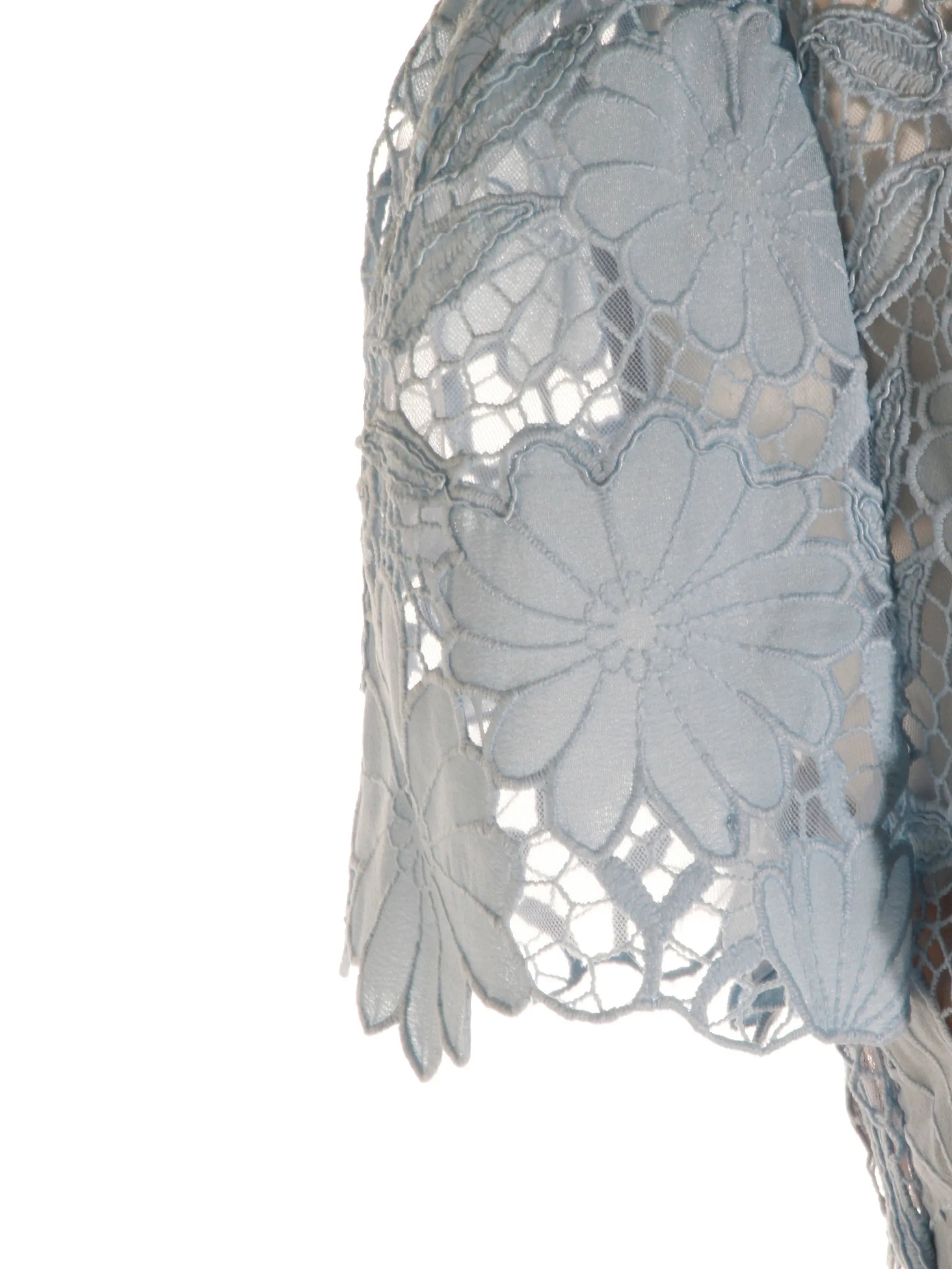belted floral-lace midi dress