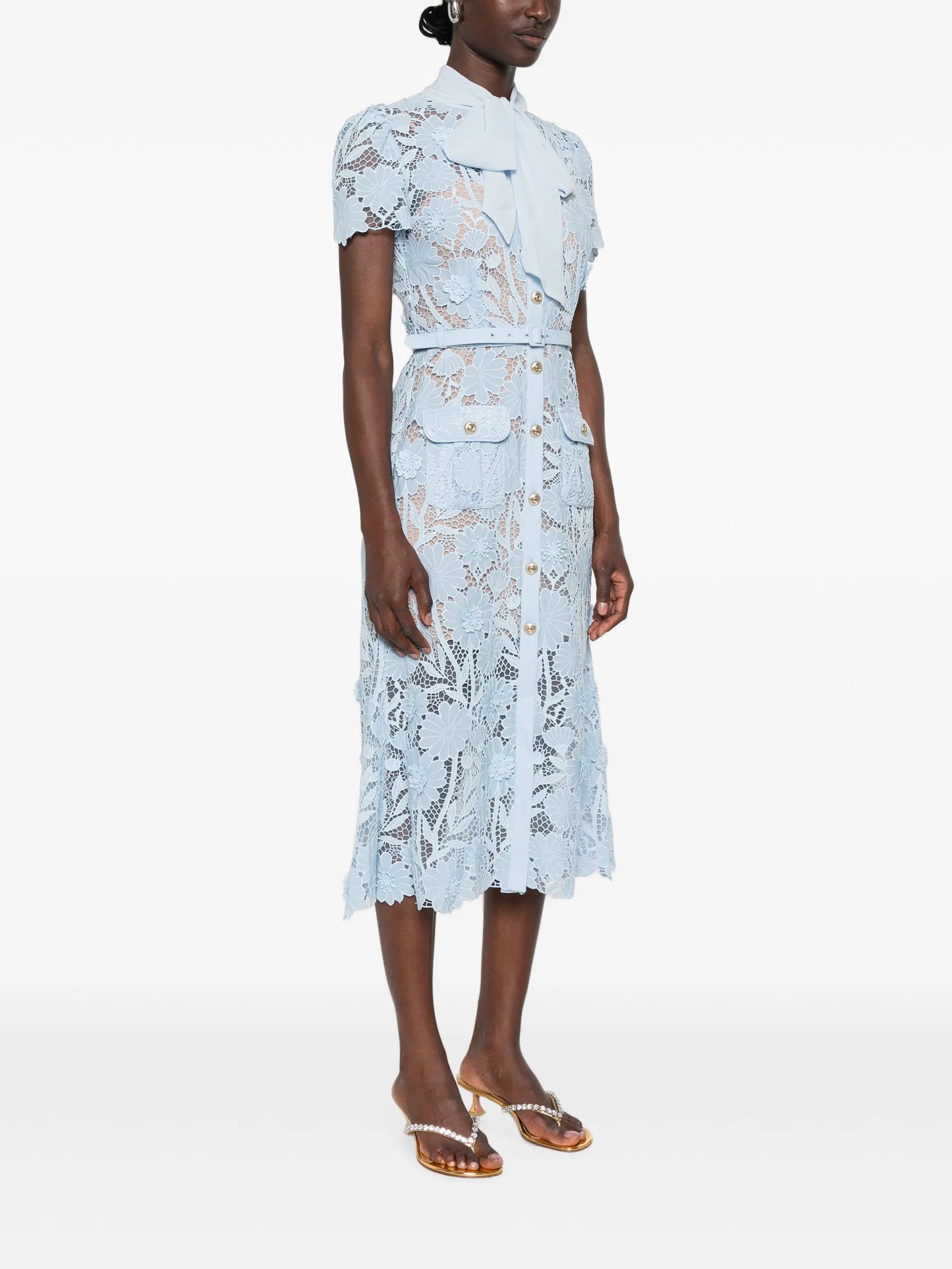 tie-neck midi dress