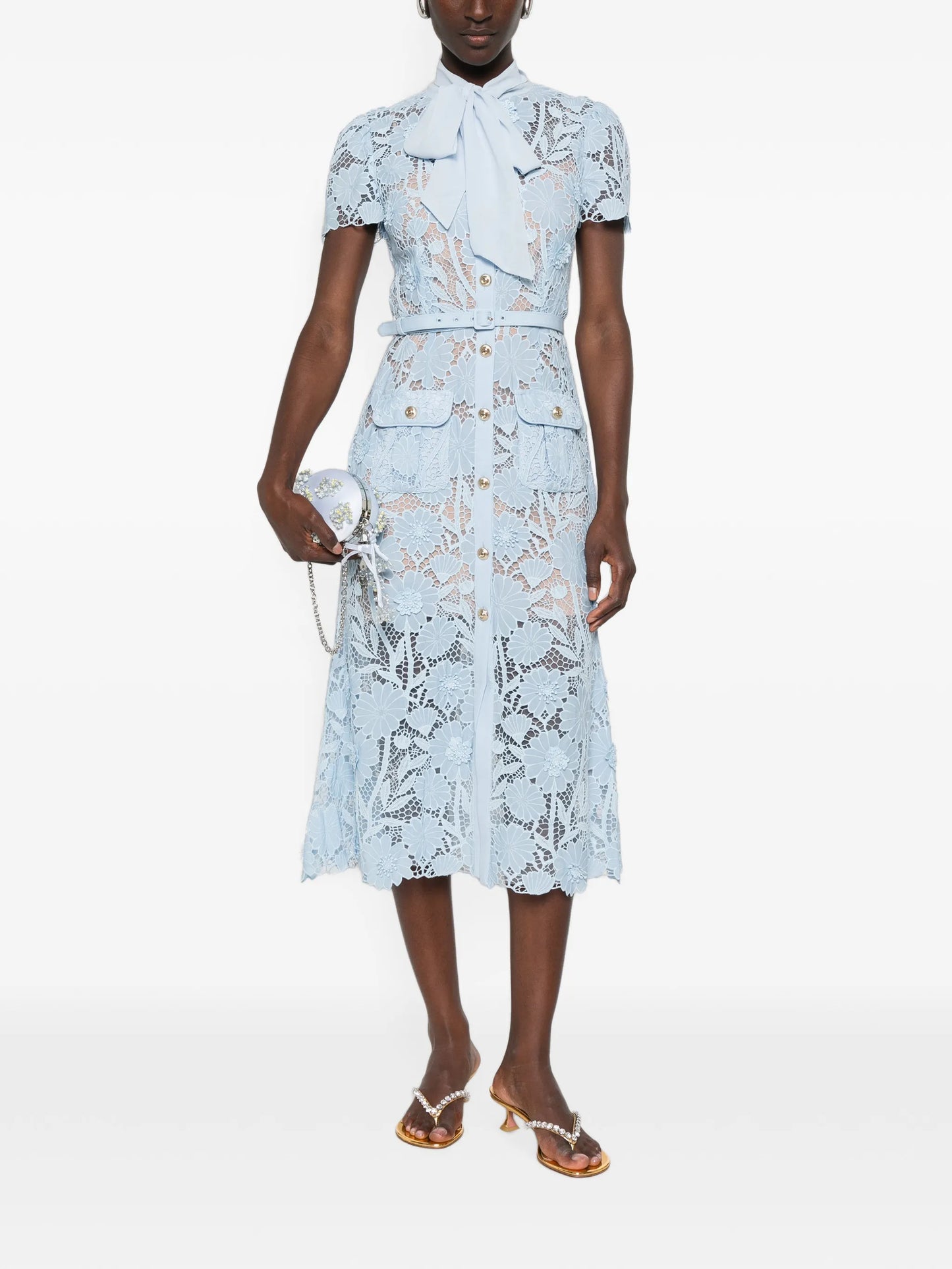 tie-neck midi dress