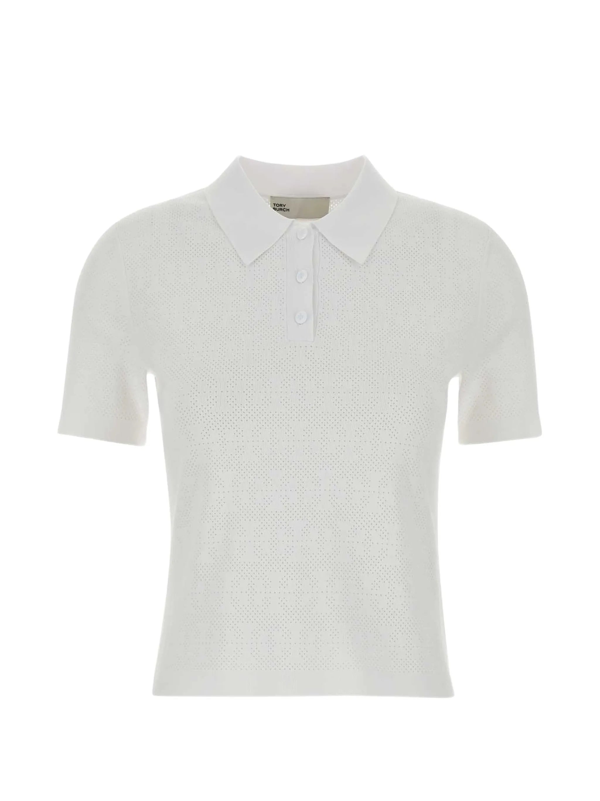 perforated-knit polo shirt