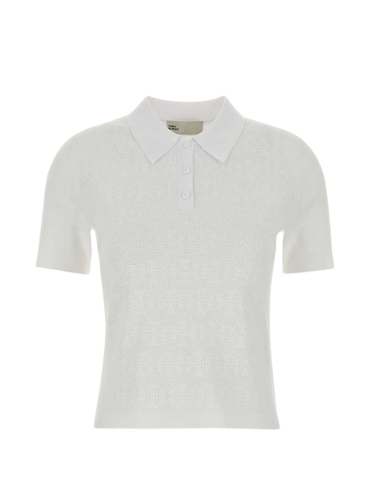perforated-knit polo shirt