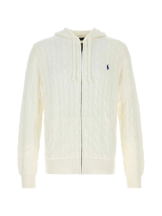 cable-knit  hooded jumper