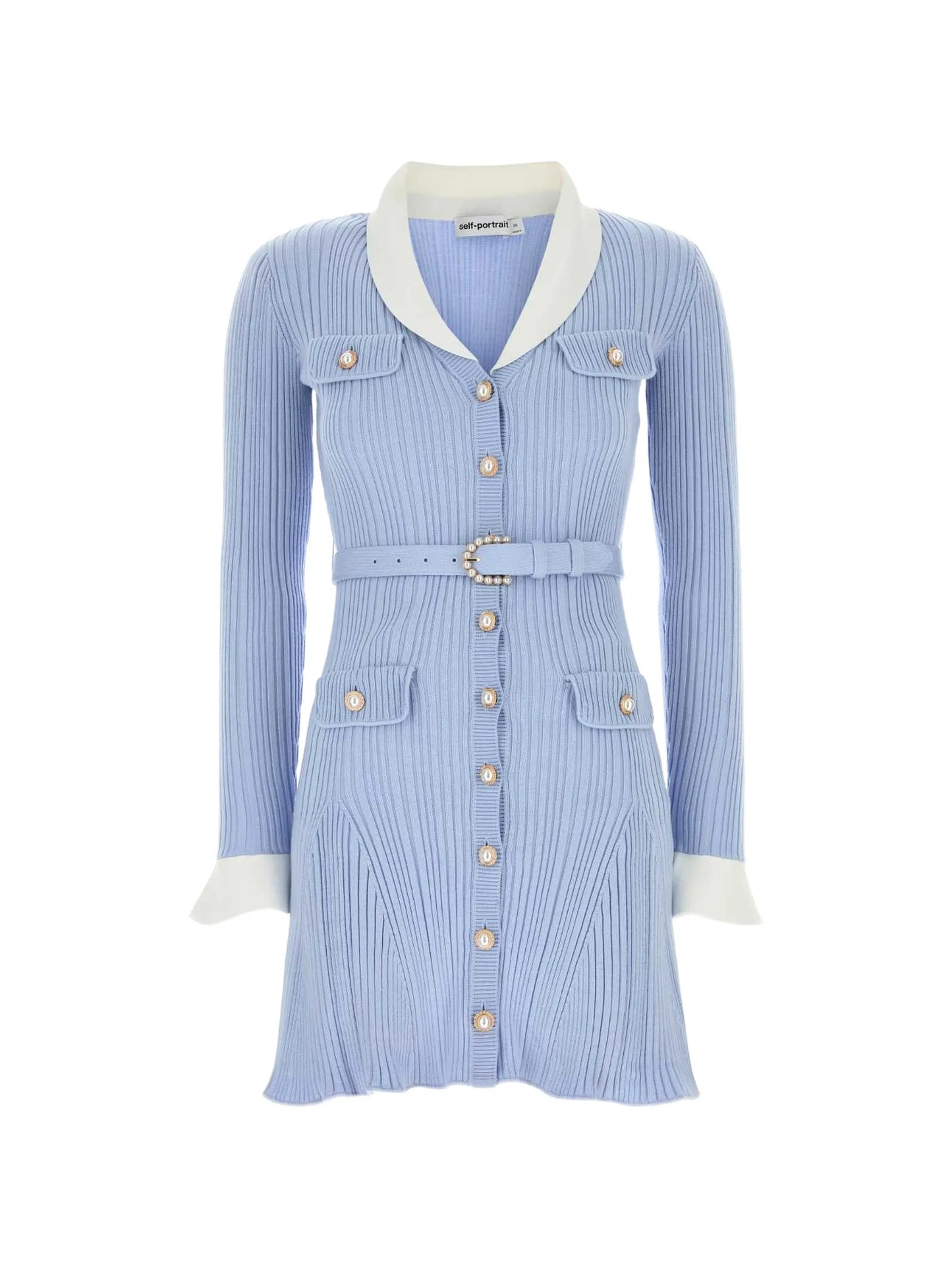 belted ribbed-knit dress