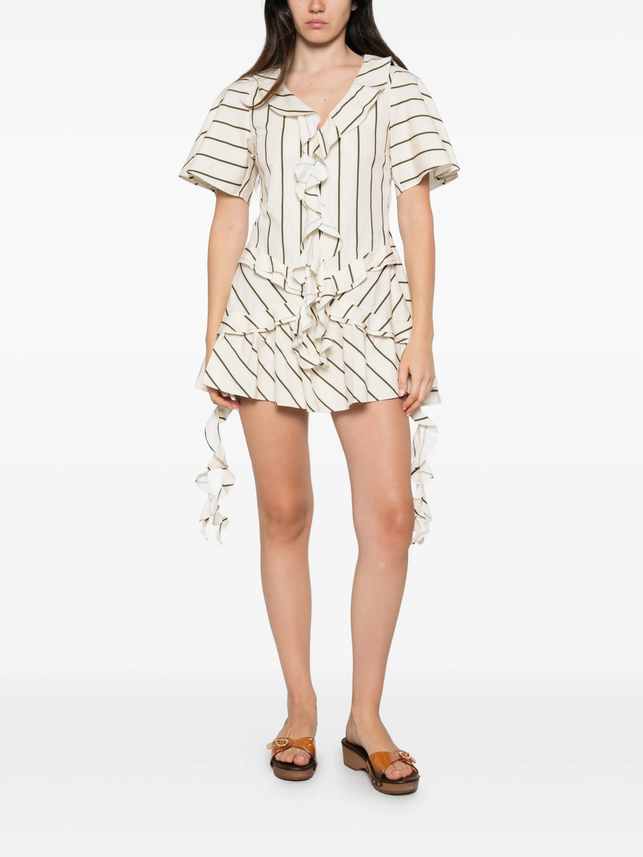 Olympia ruffled striped mini dress