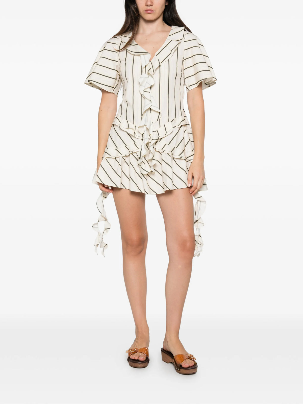 Olympia ruffled striped mini dress