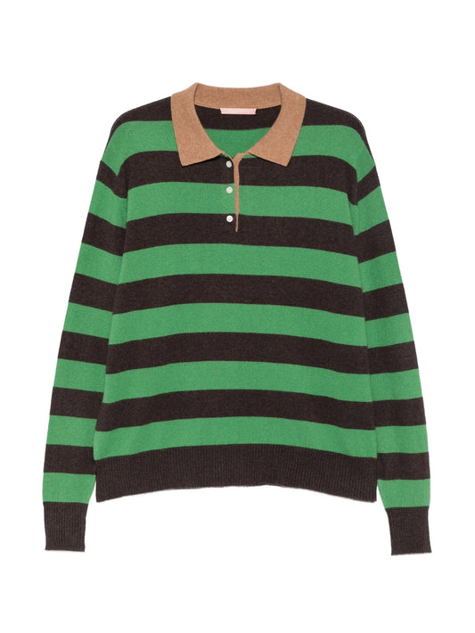 striped polo-collar sweater