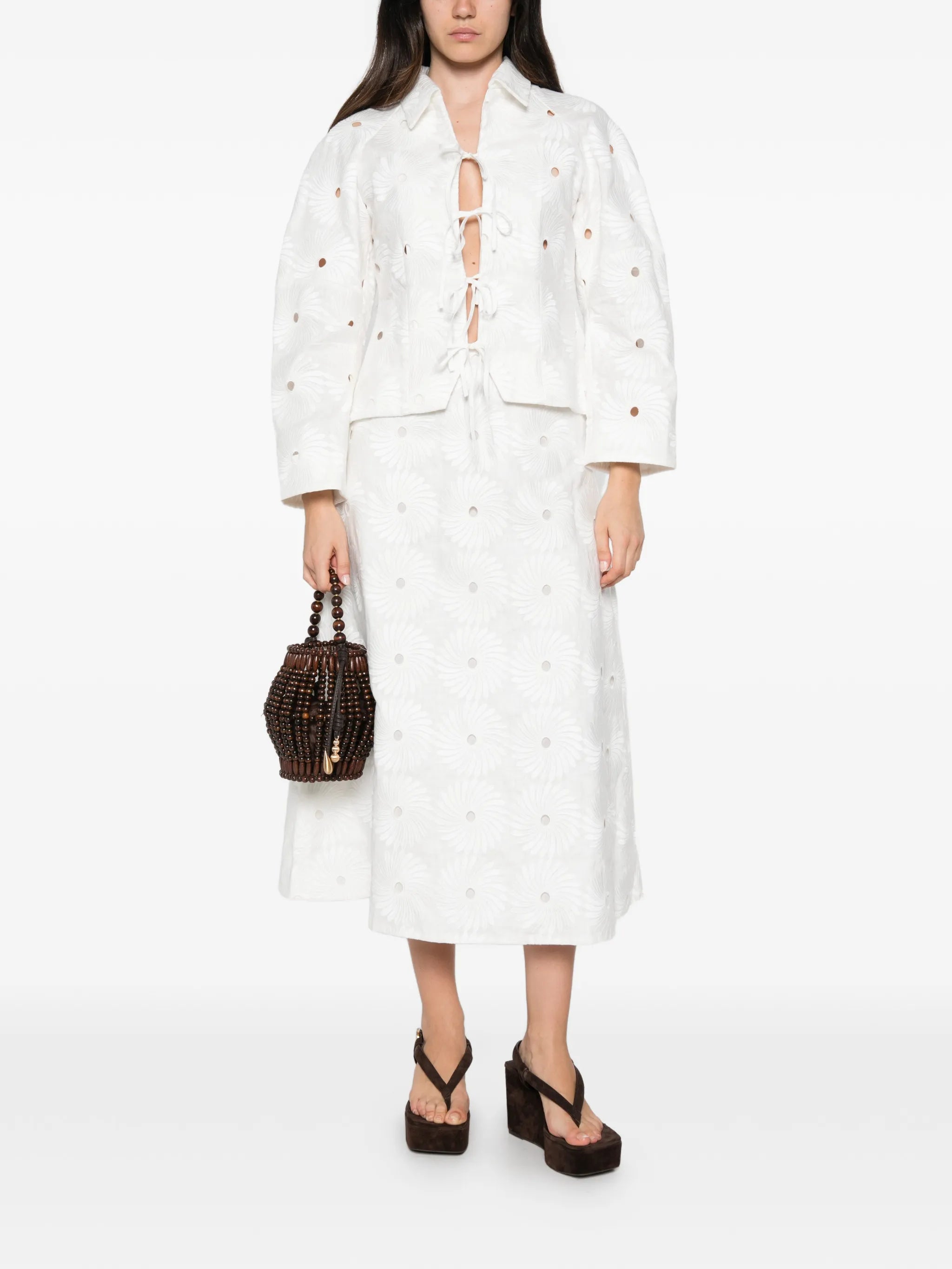 It's A New Day embroidered midi skirt