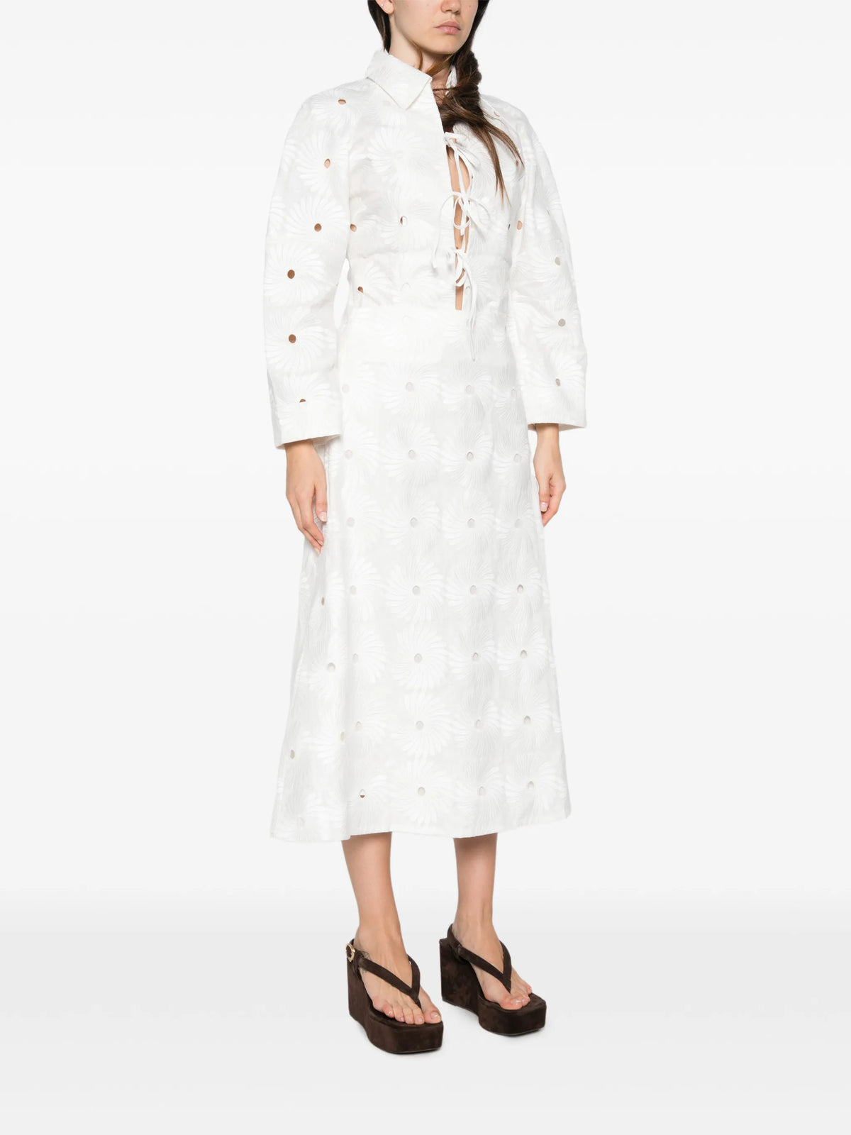 It's A New Day embroidered midi skirt