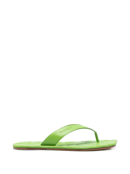 Leaf quilted leather flat sandals
