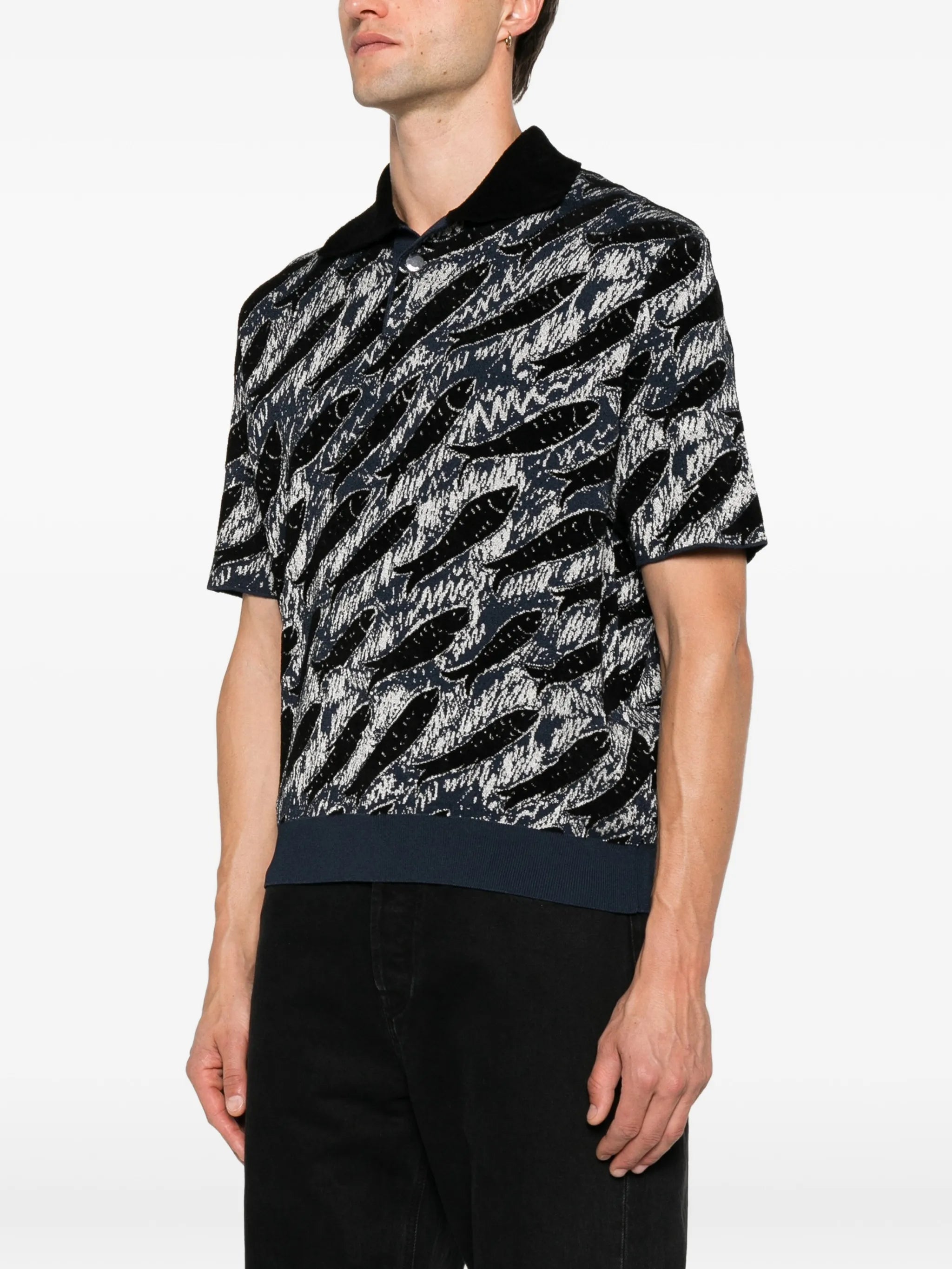 fish-print polo shirt