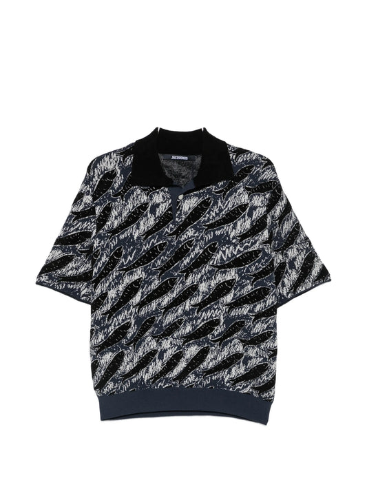 fish-print polo shirt