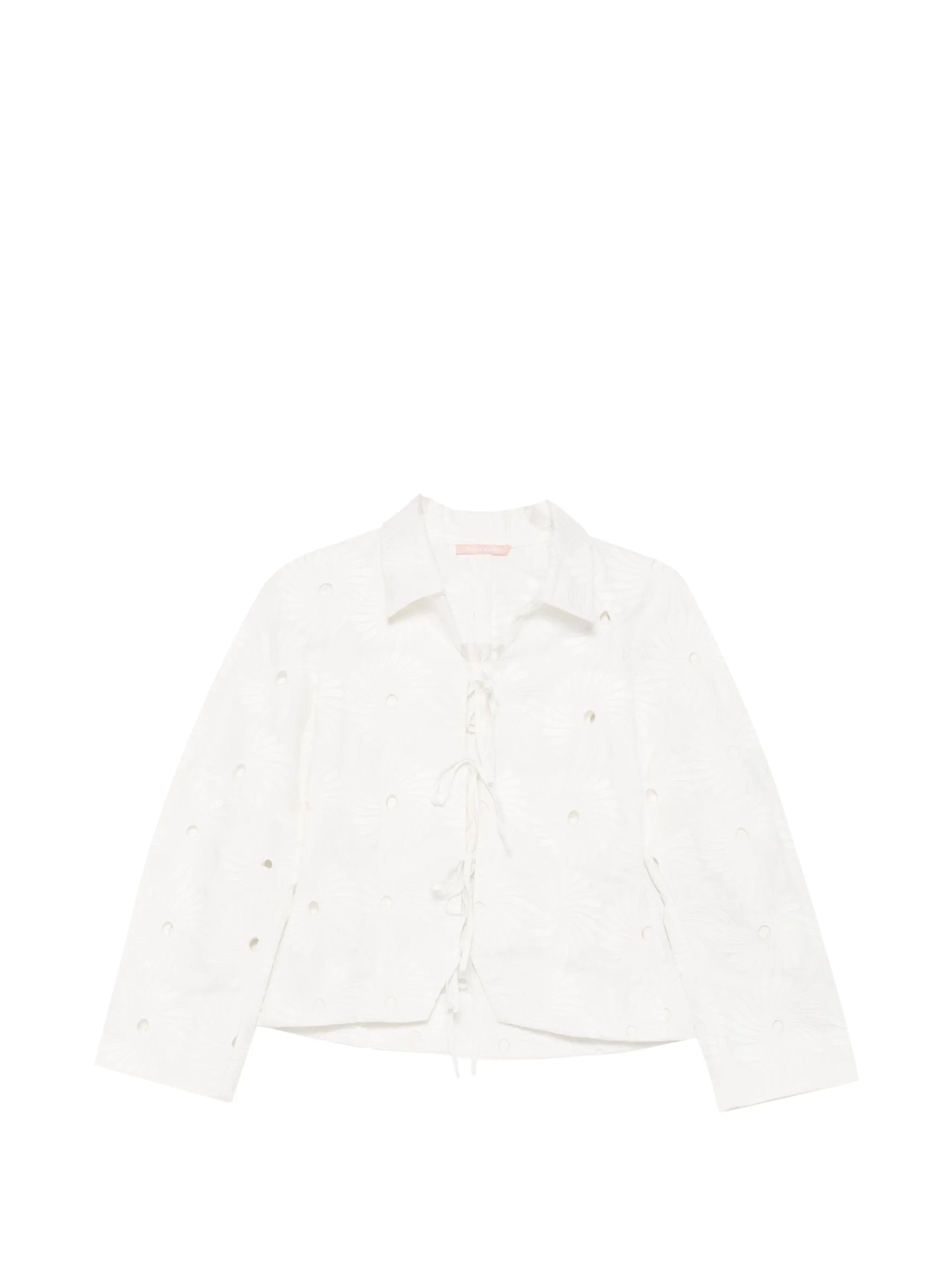 The Years Are Short embroidered tie-fastening top