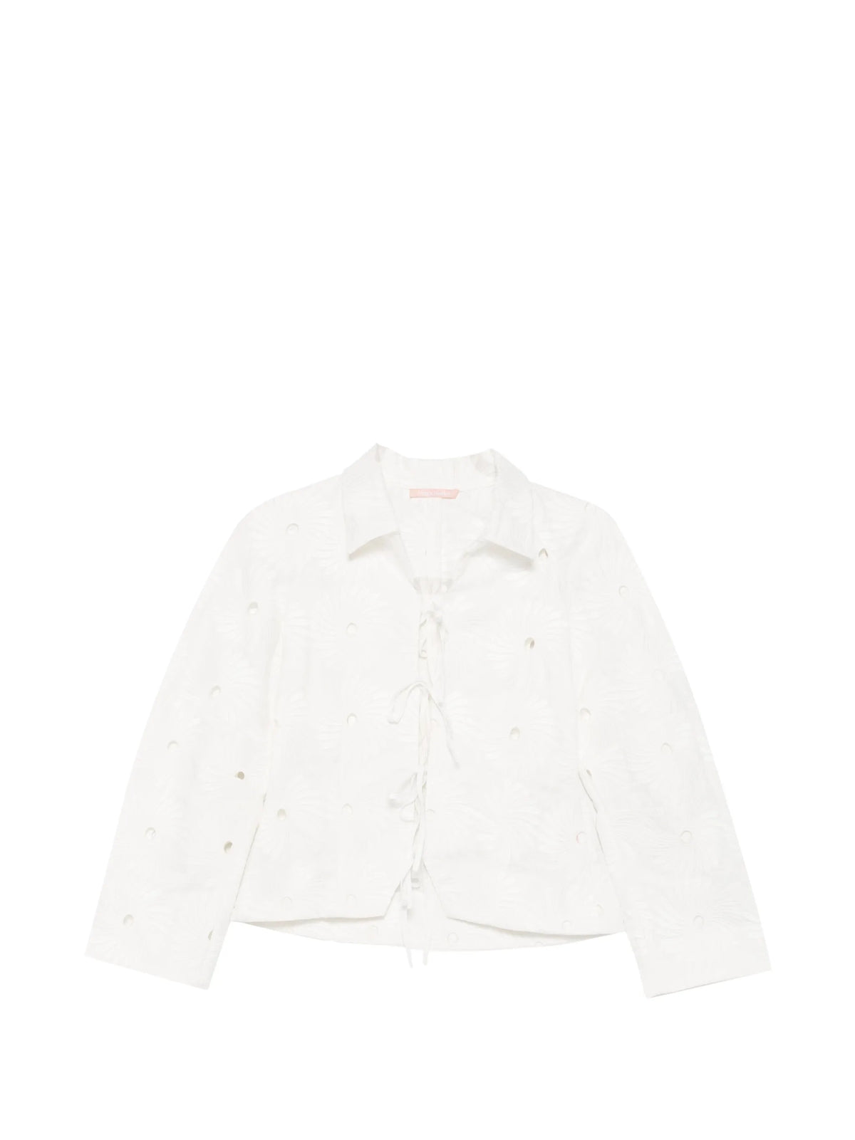 The Years Are Short embroidered tie-fastening top