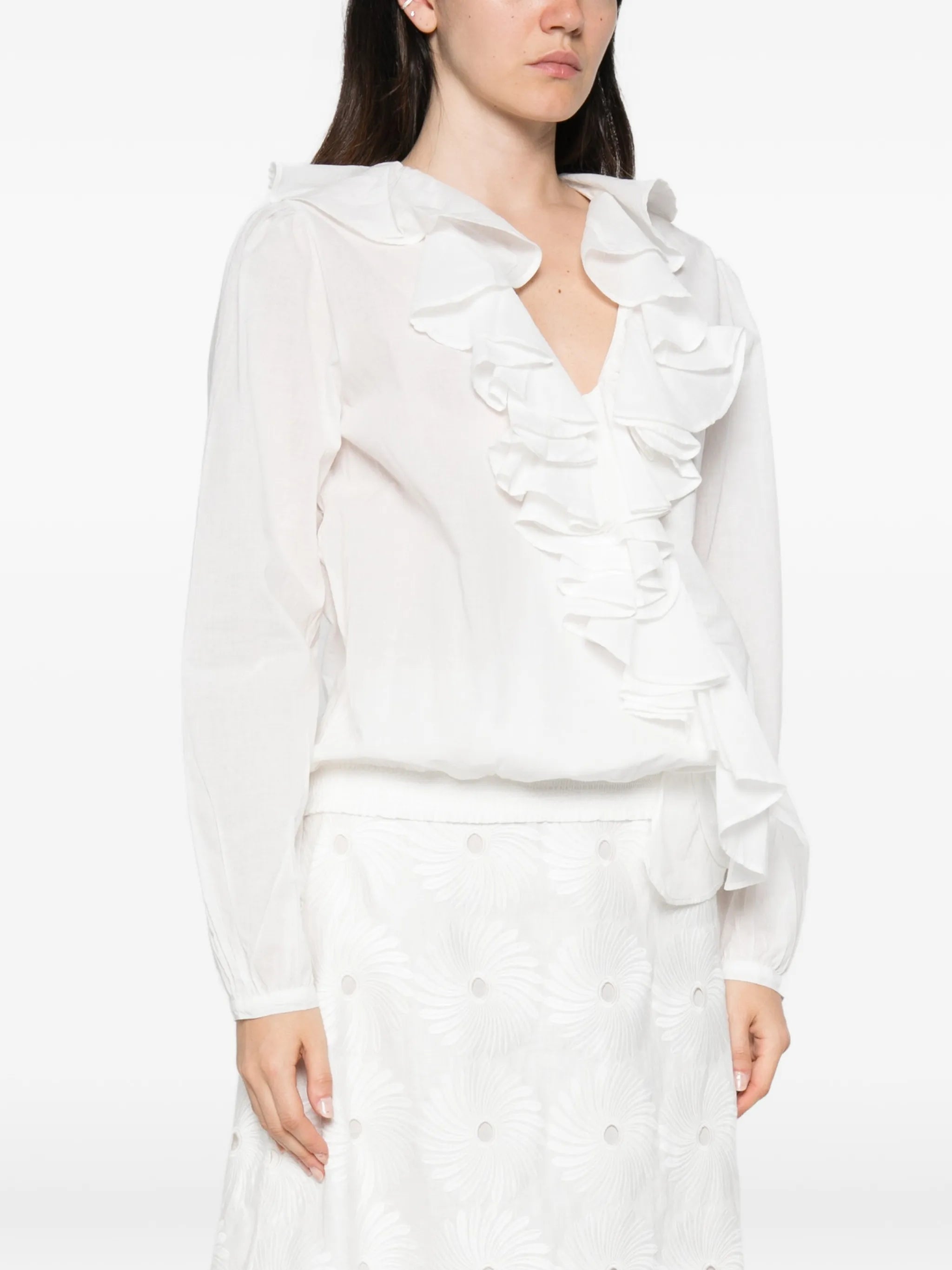 Keep Ypour Edges Soft ruffled V-neck top