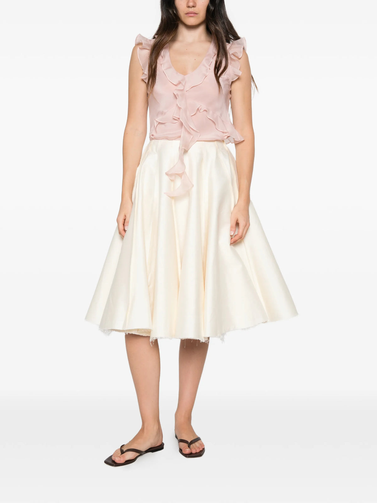 Weak in The Kness ruffled silk top
