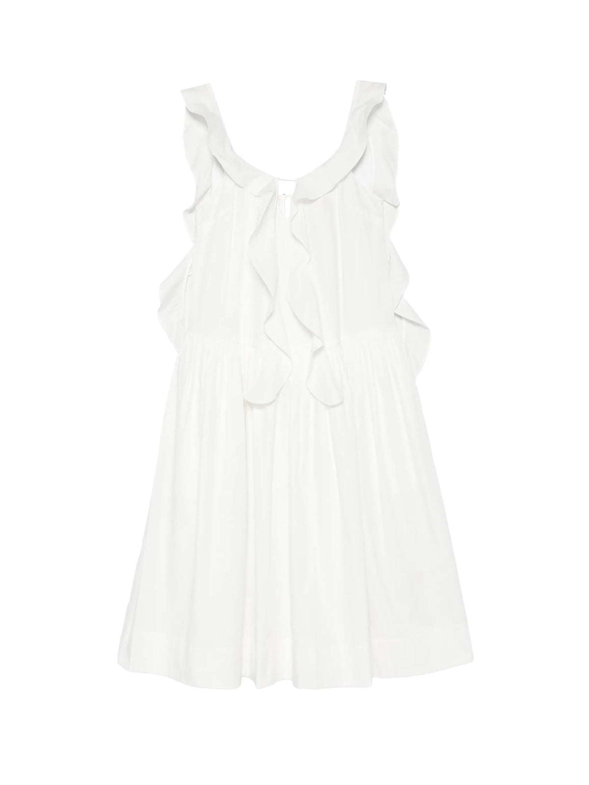 ruffled-trim sleeveless midi dress