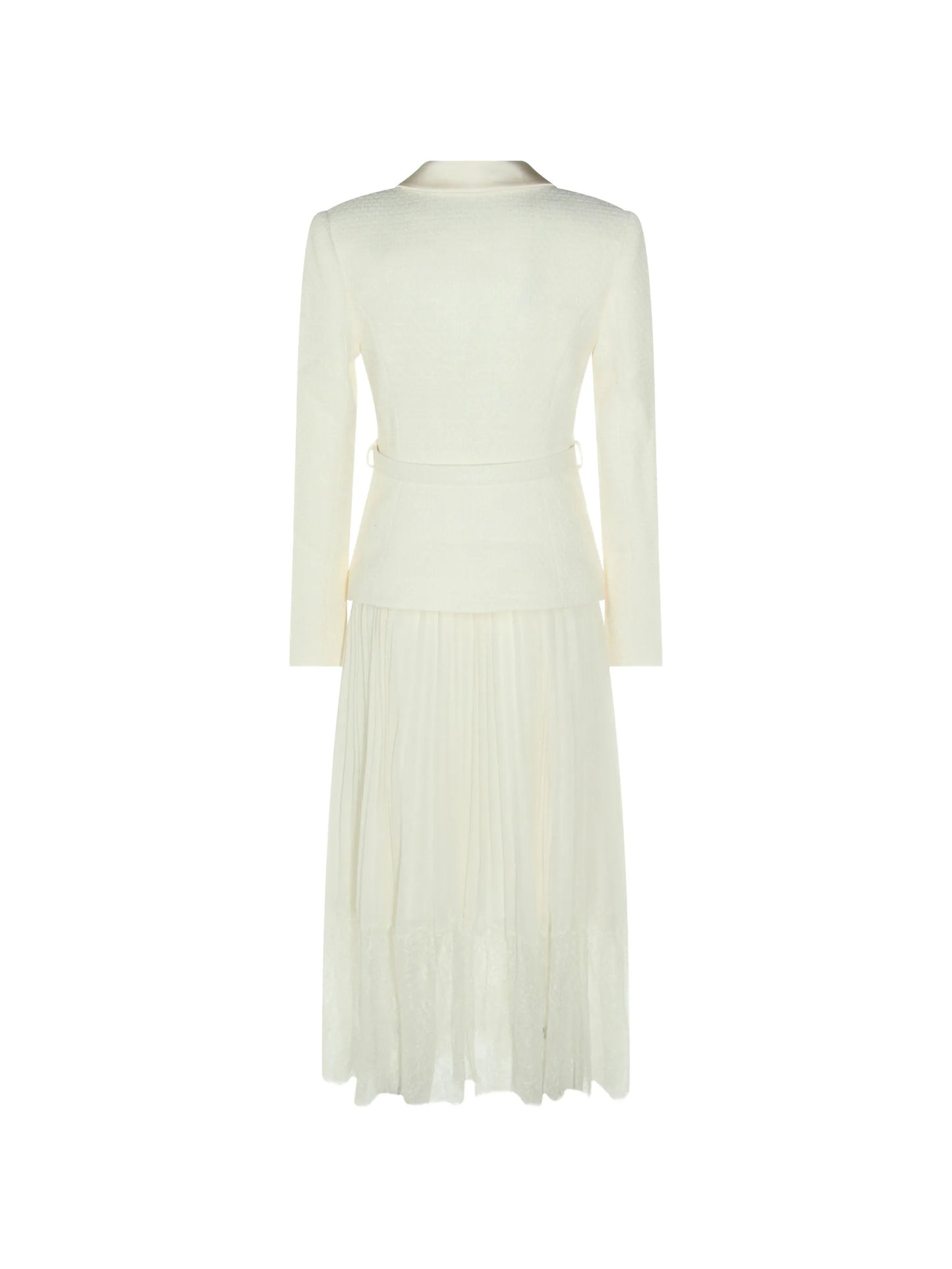 belted pleated midi dress