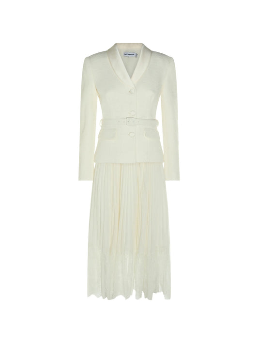 belted pleated midi dress
