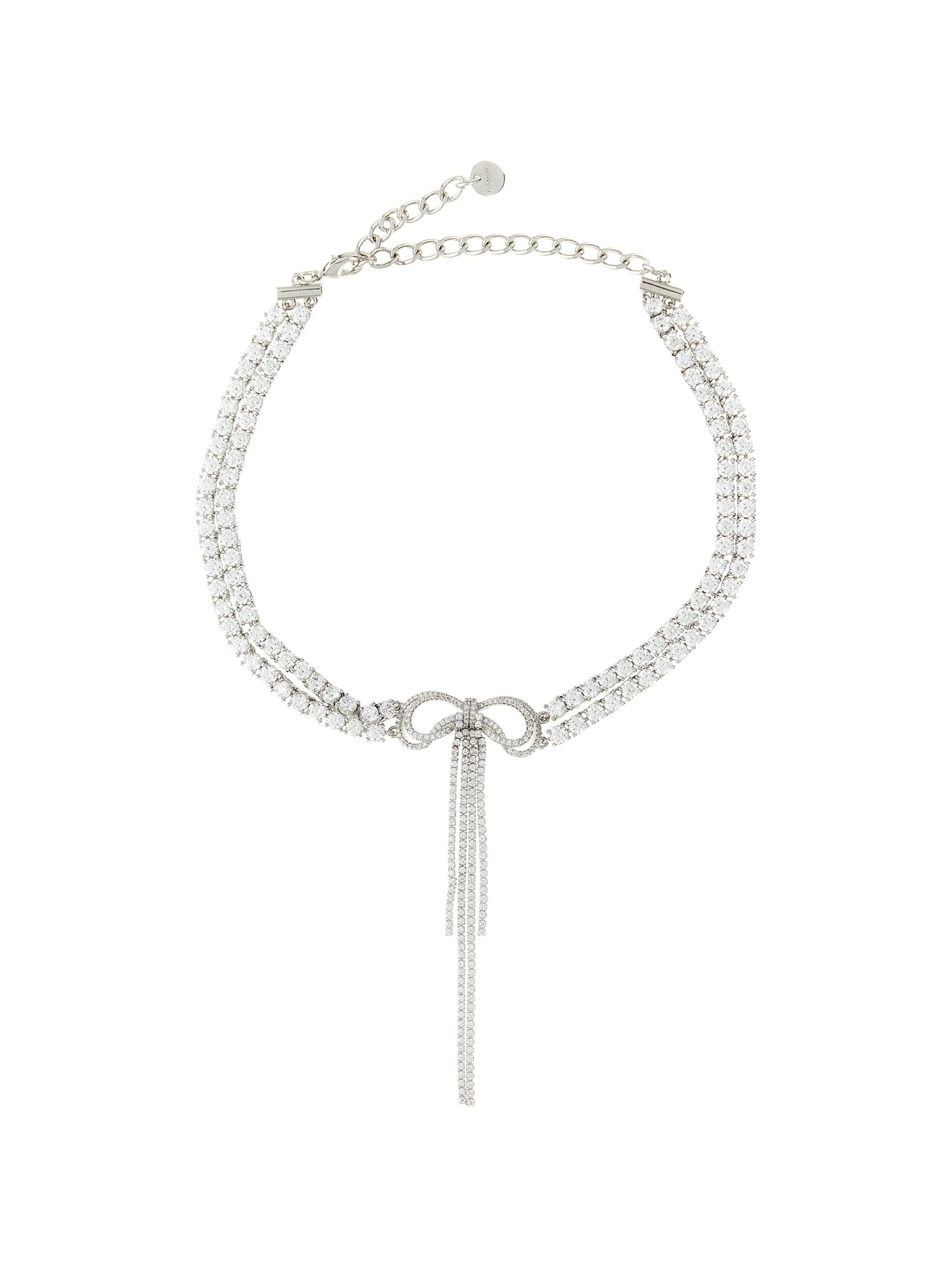 Double Crystal Bow necklace