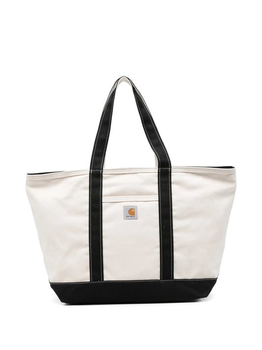 logo-patch canvas tote bag