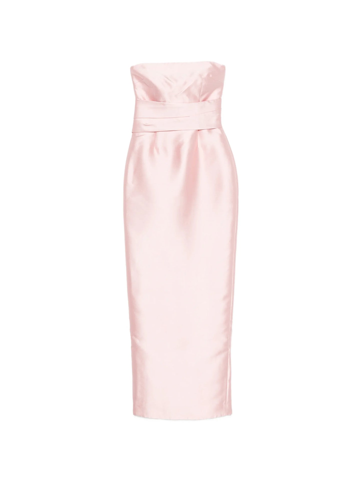 strapless pleated-waist maxi dress