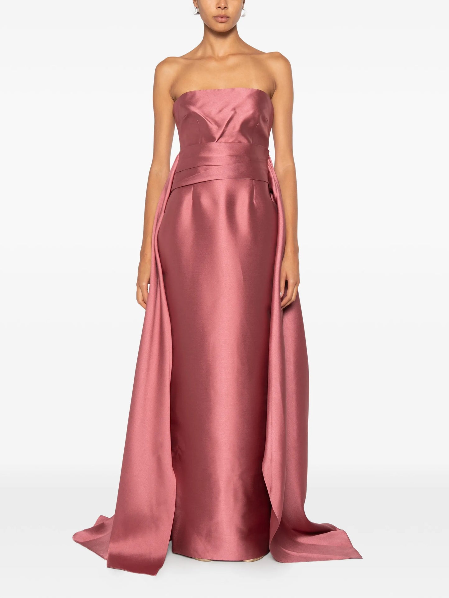 strapless draped-panel maxi dress