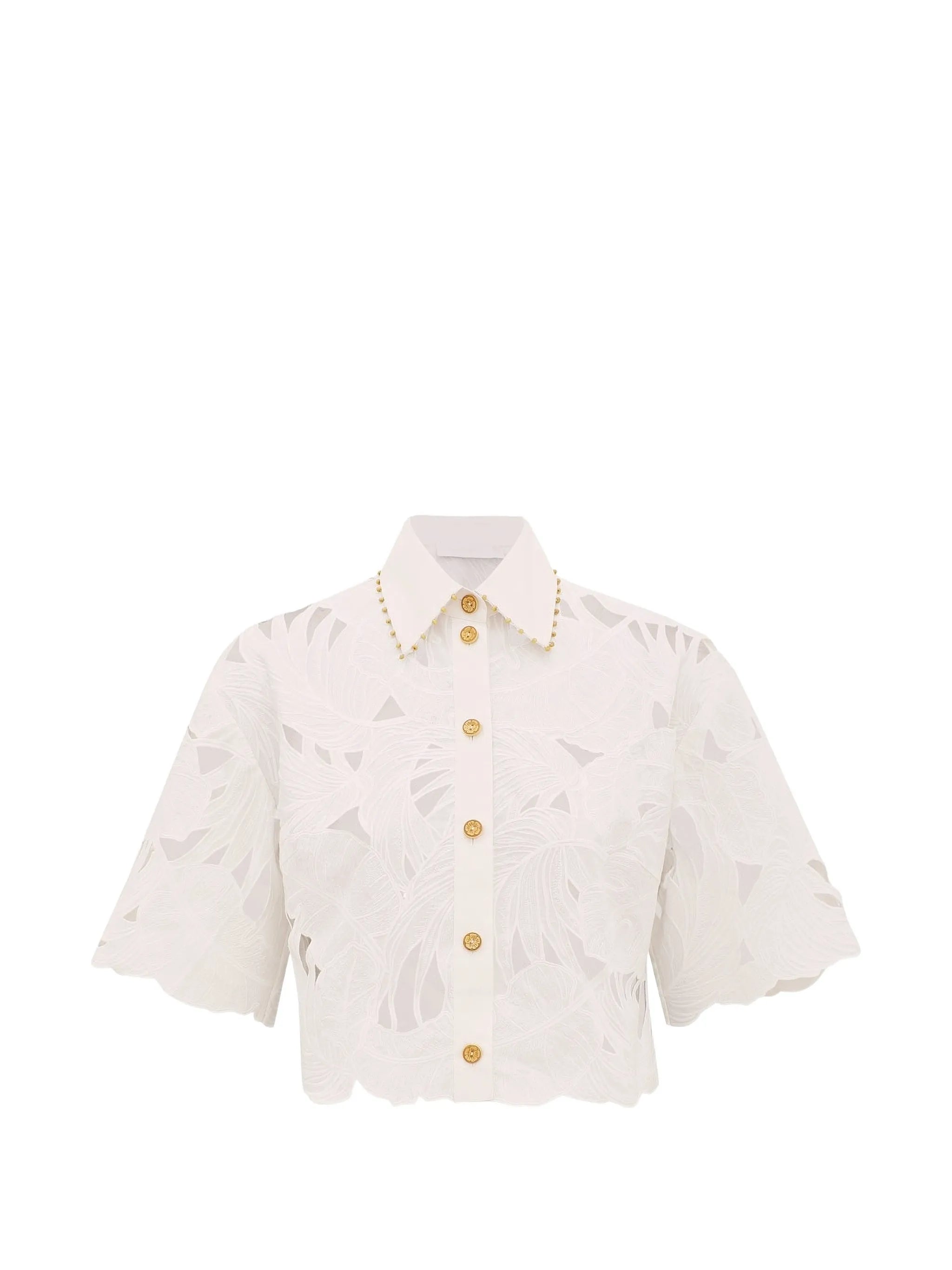 Mahon embroidered crop shirt