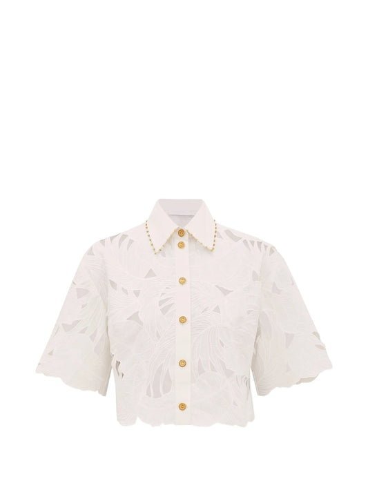 Mahon embroidered crop shirt