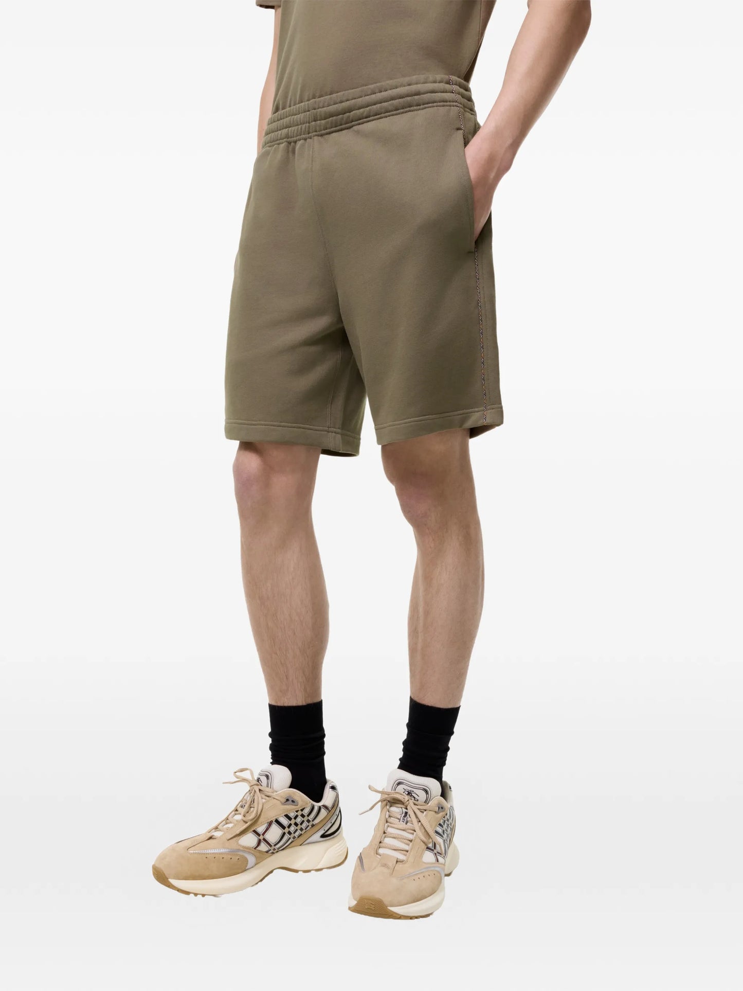 Check piping cotton shorts