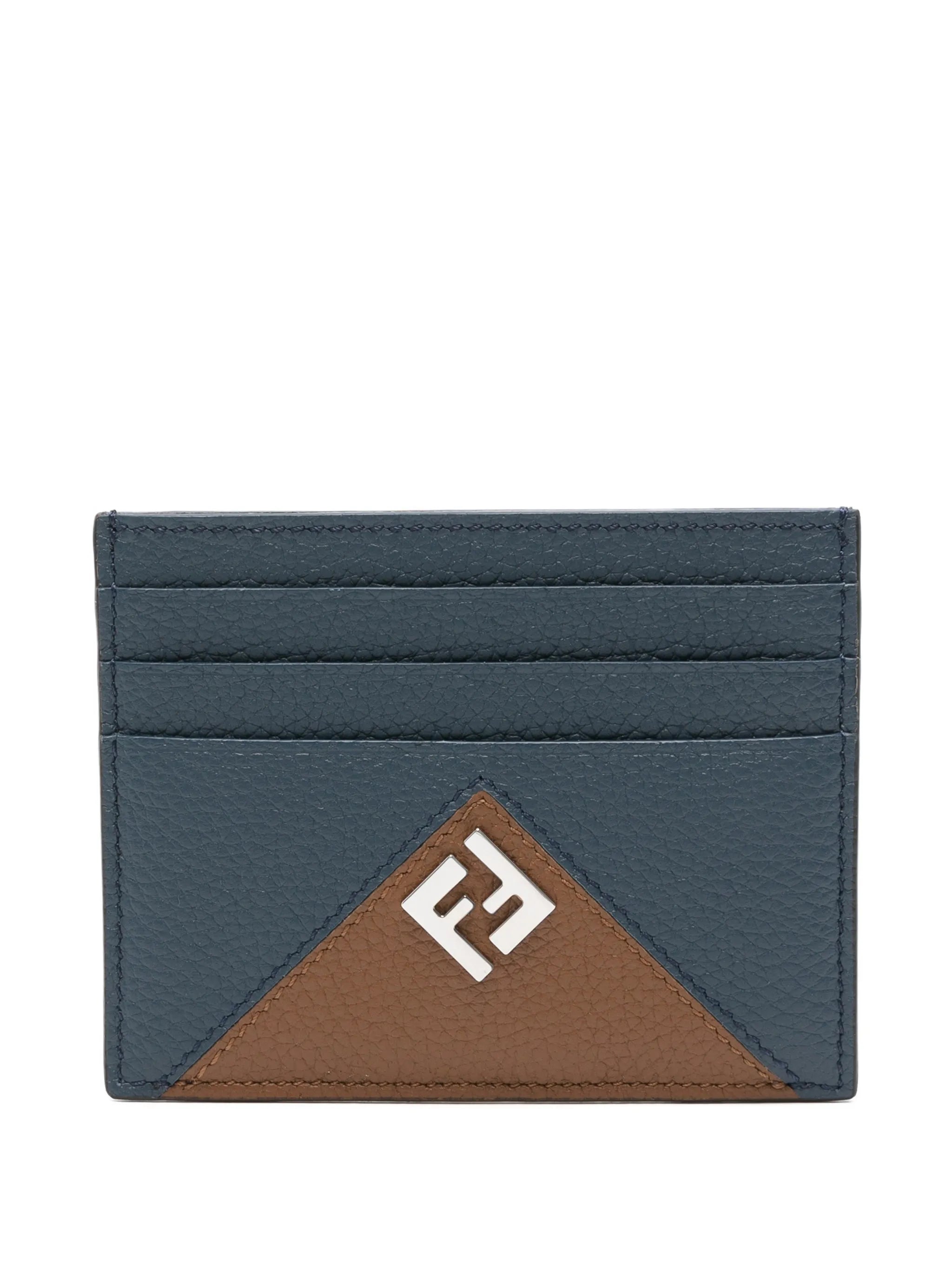 logo-plaque pebbled-leather cardholder
