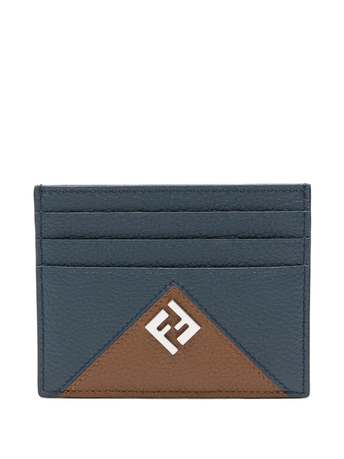 logo-plaque pebbled-leather cardholder