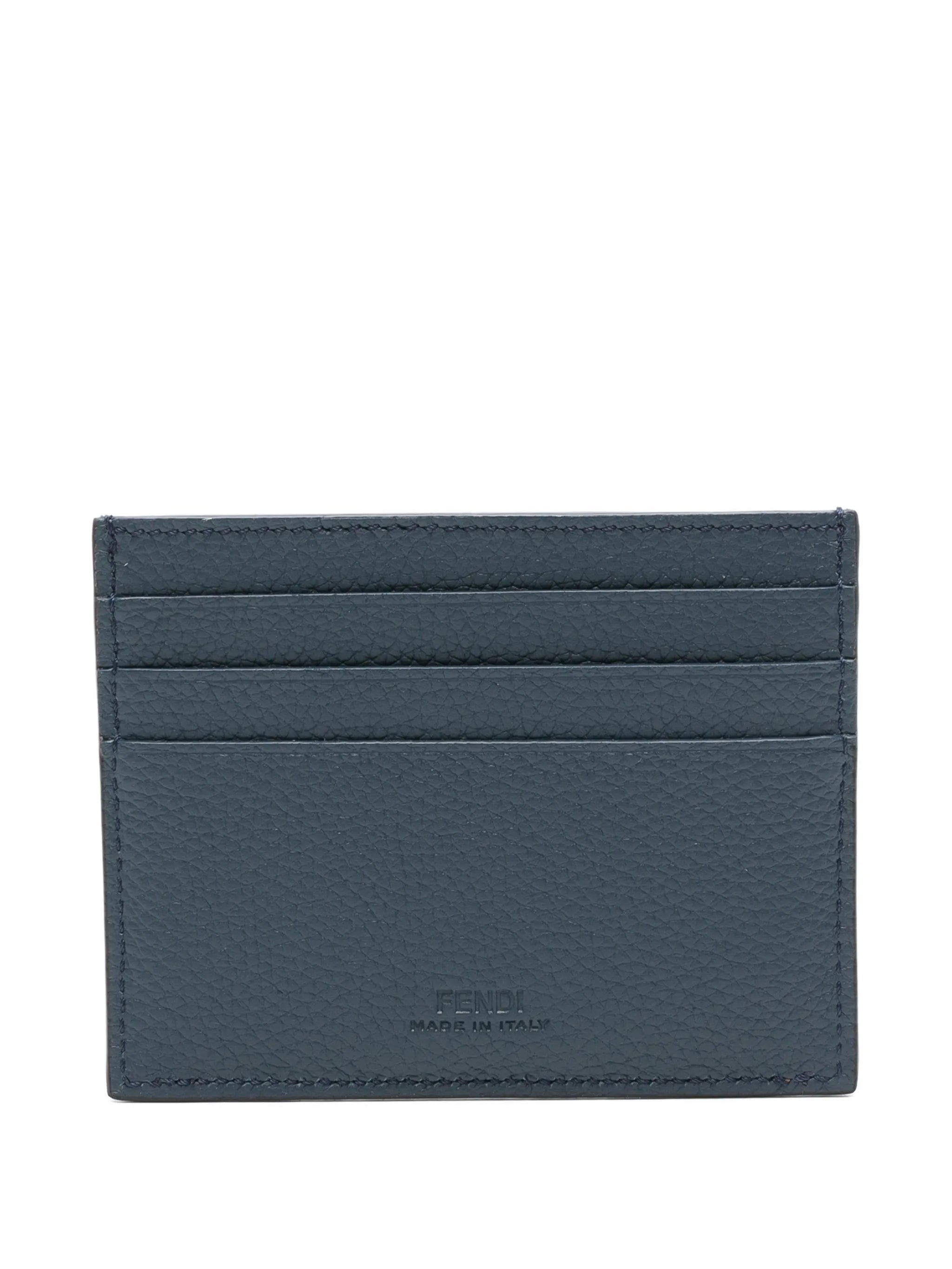 logo-plaque pebbled-leather cardholder