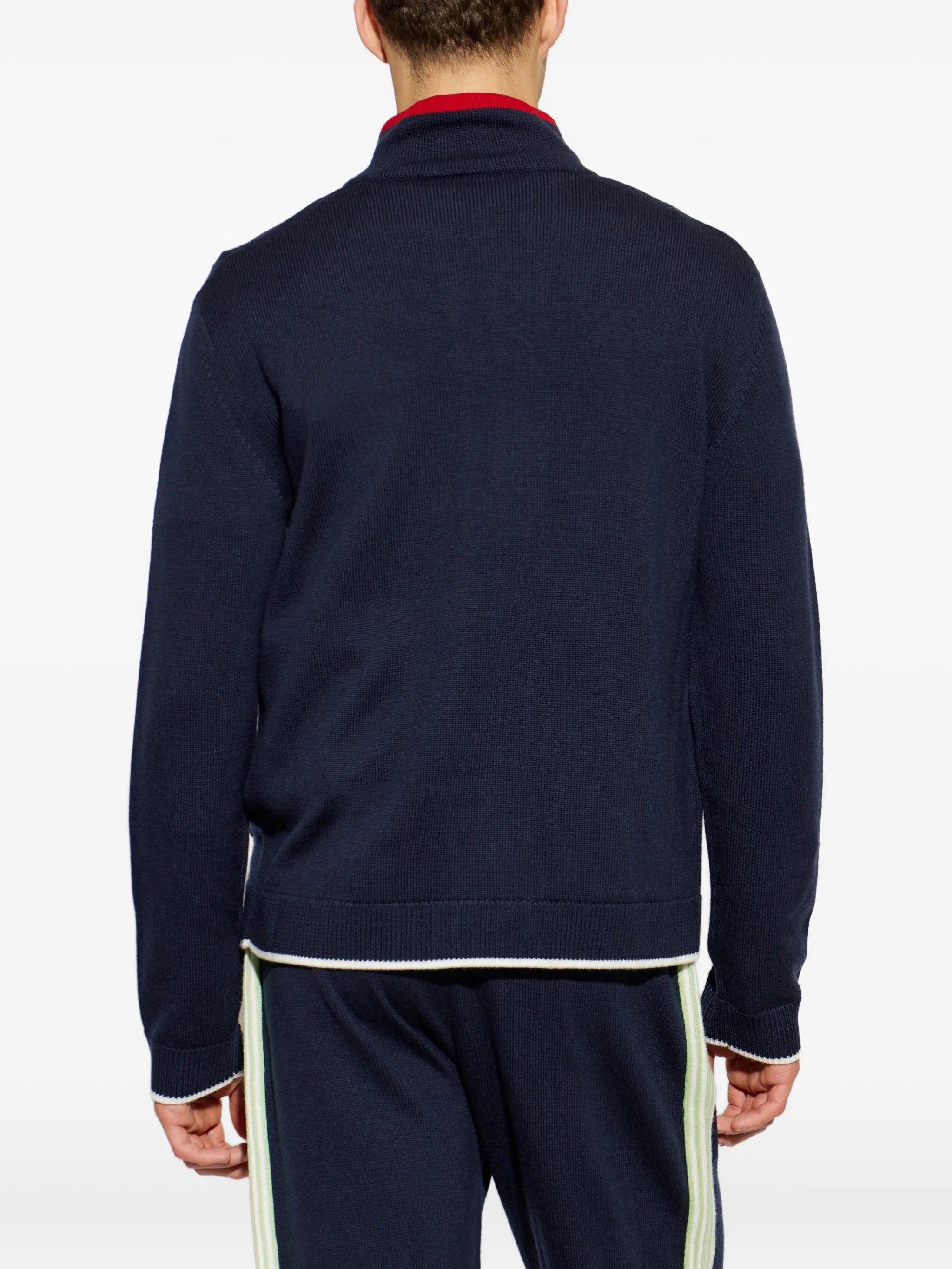 logo-embroidered zip-up cardigan