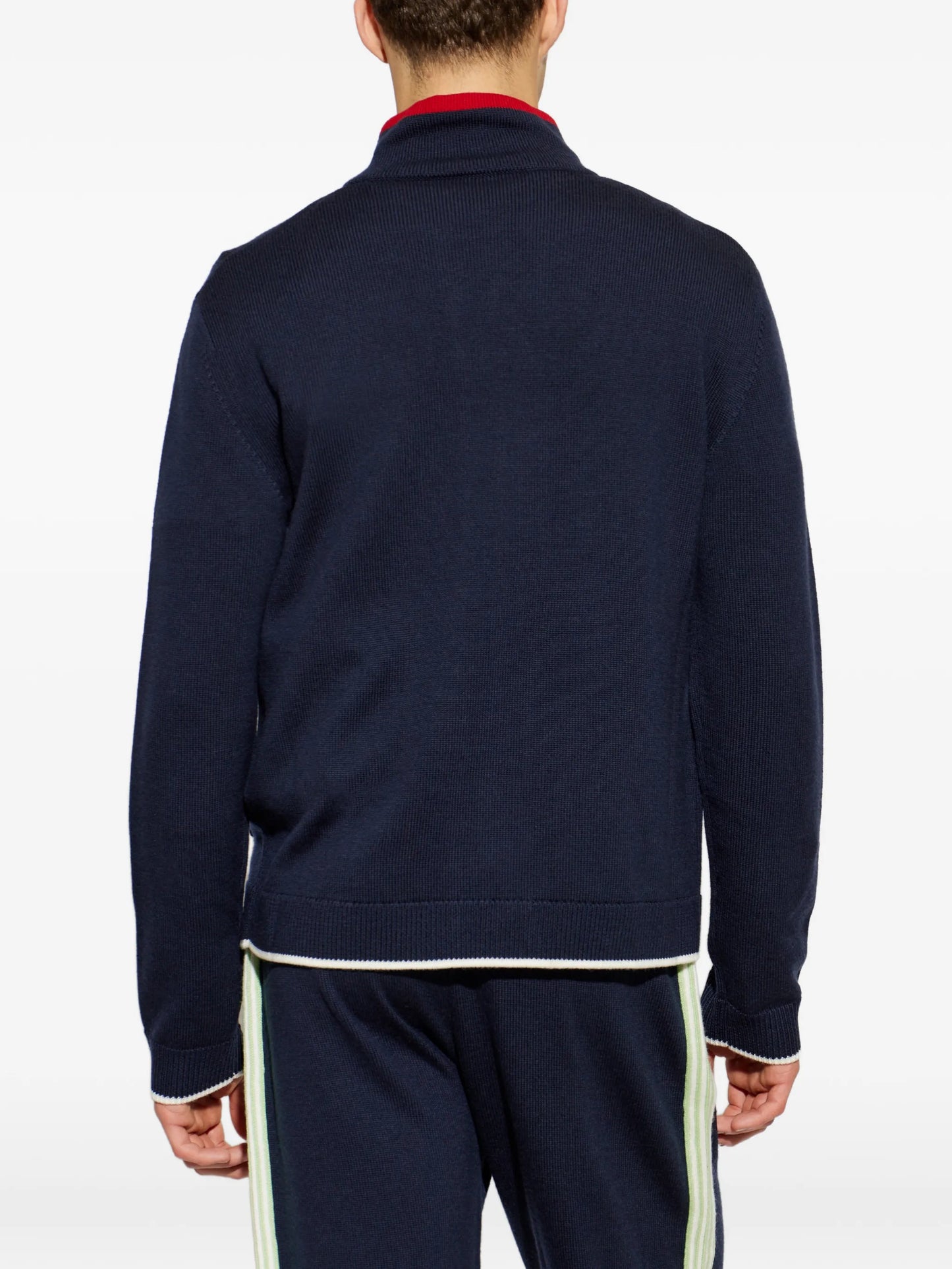 logo-embroidered zip-up cardigan
