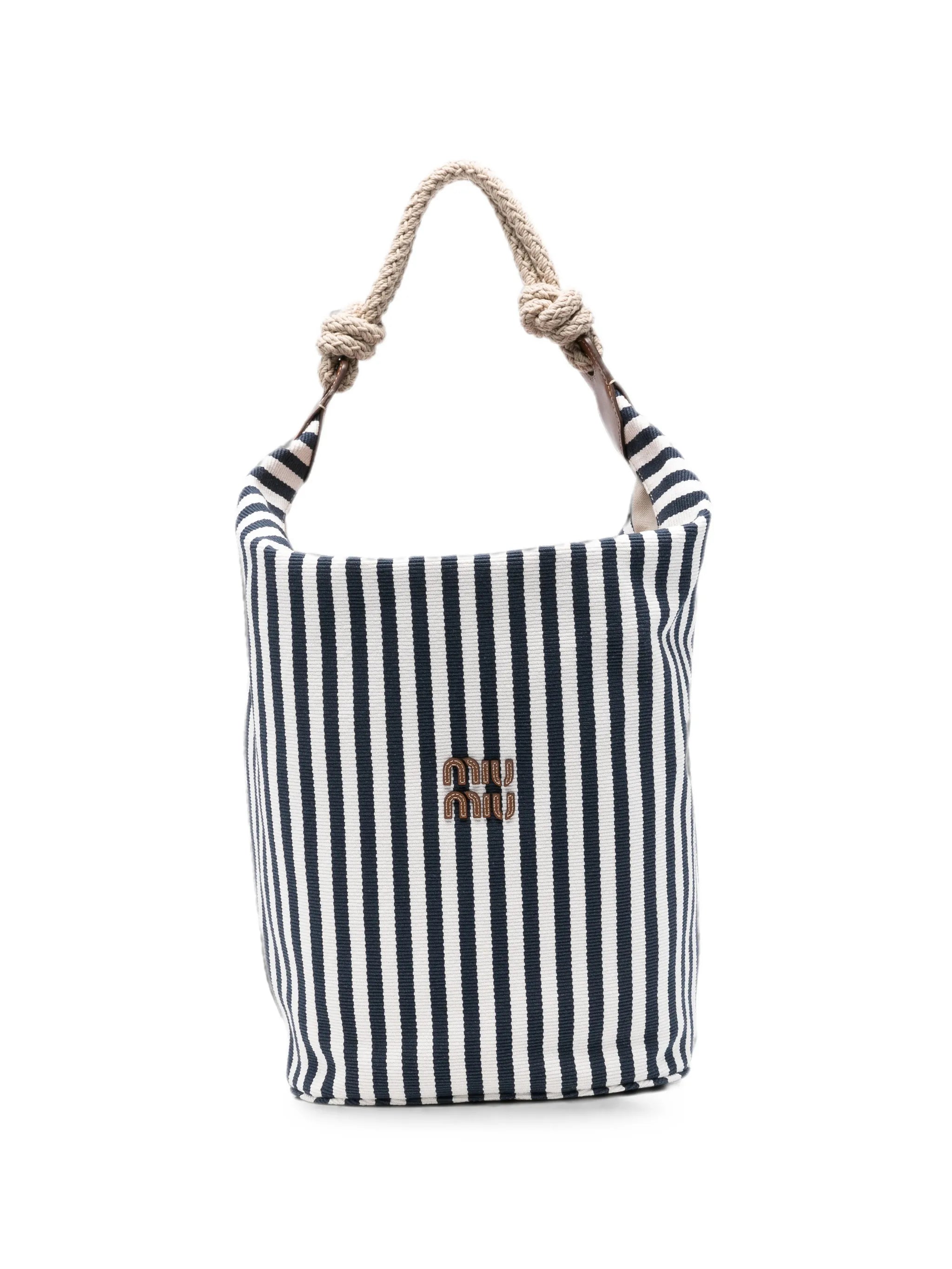 striped rope-handle shoulder bag