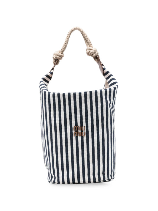 striped rope-handle shoulder bag