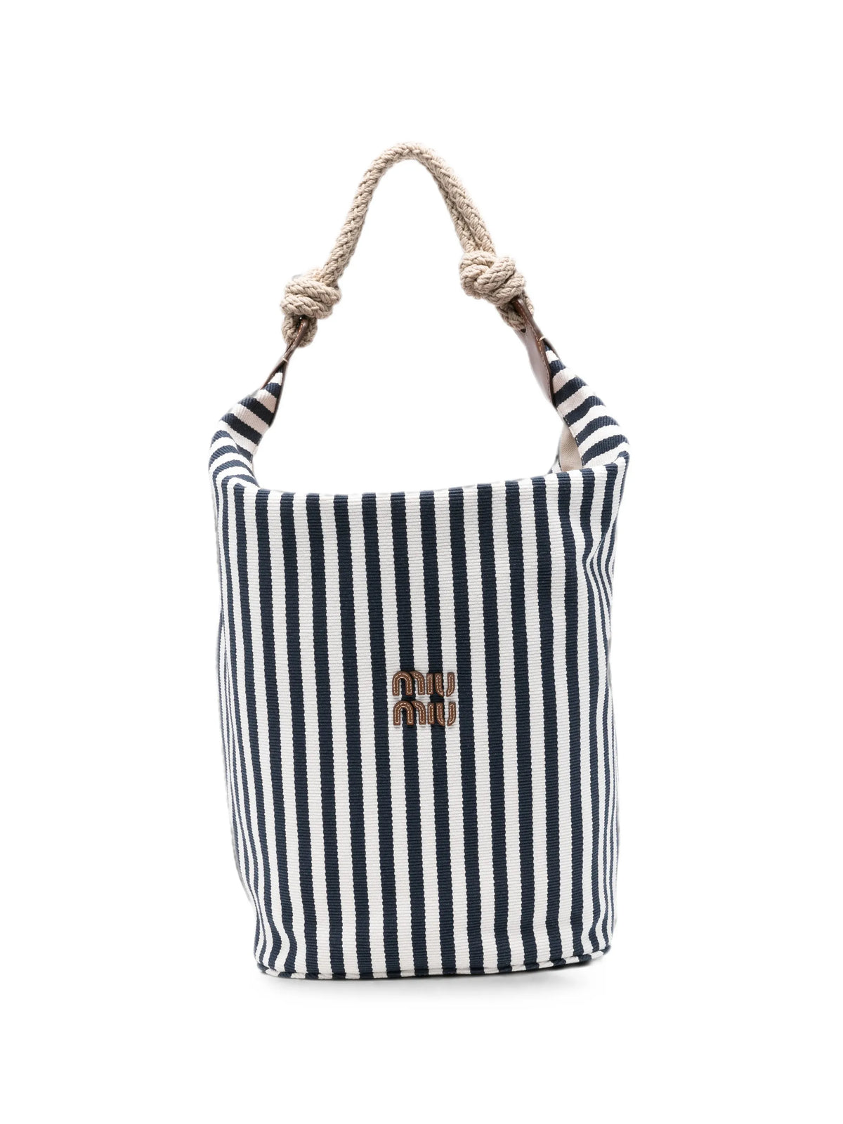 striped rope-handle shoulder bag
