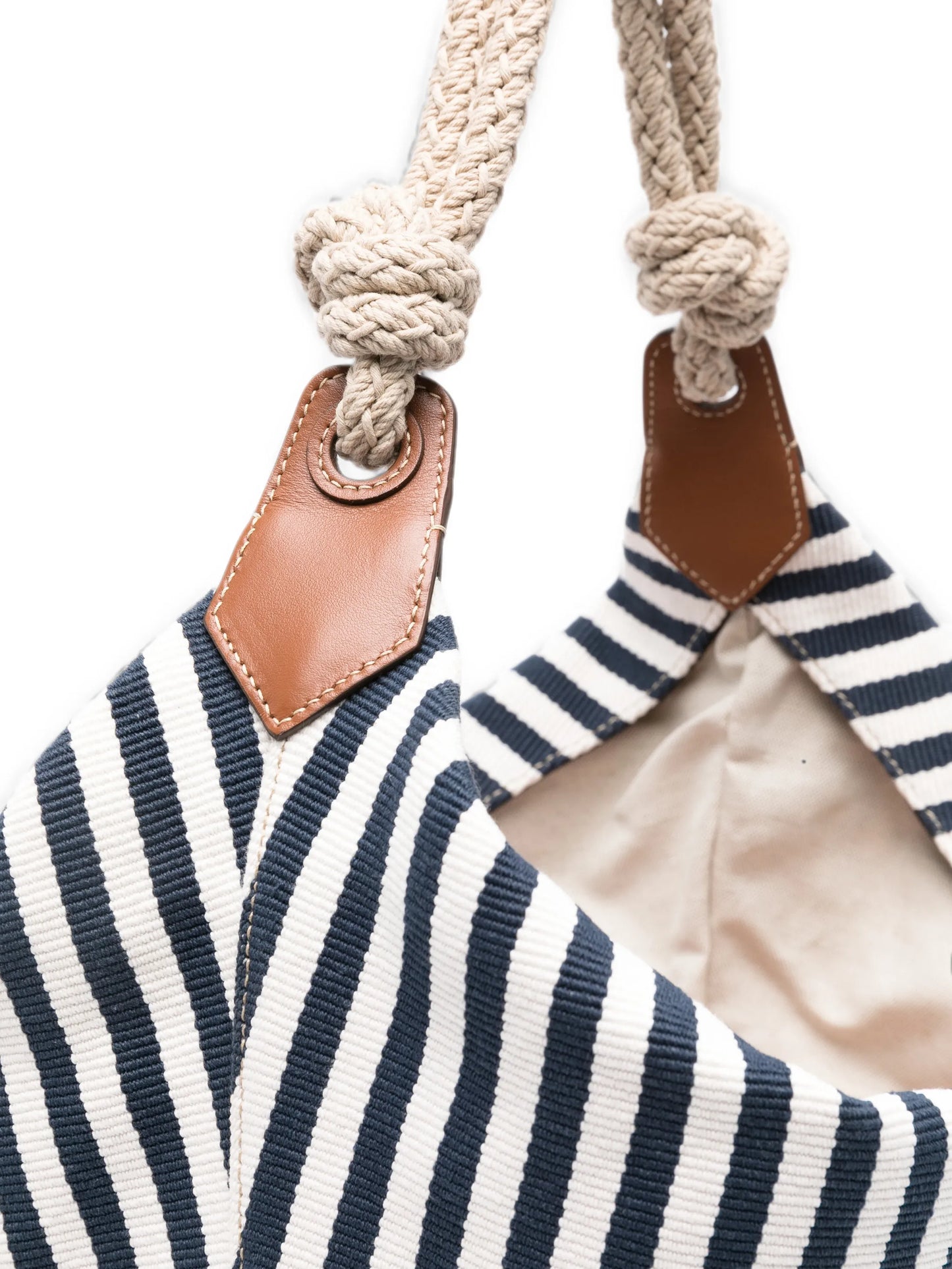 striped rope-handle shoulder bag