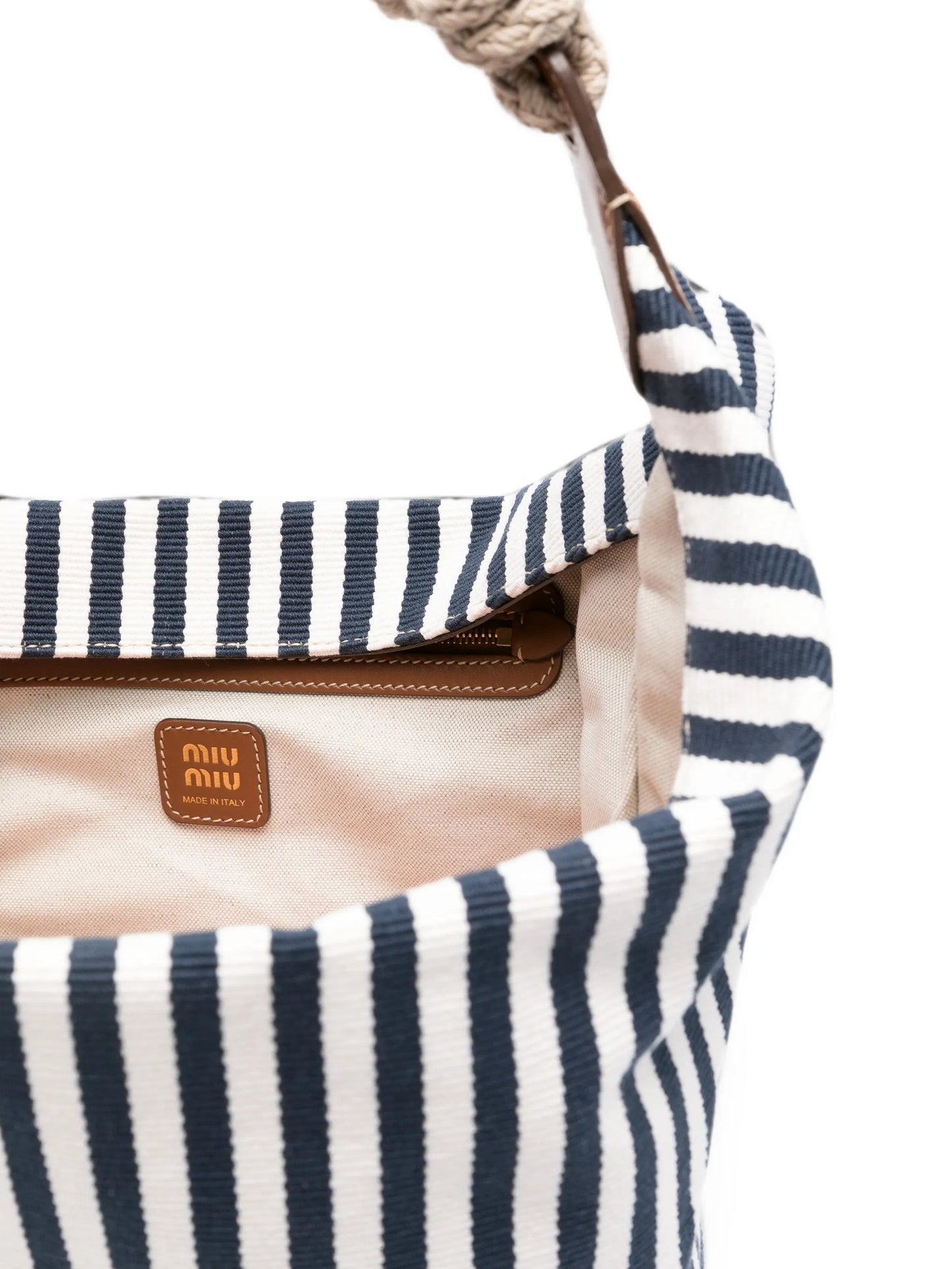 striped rope-handle shoulder bag