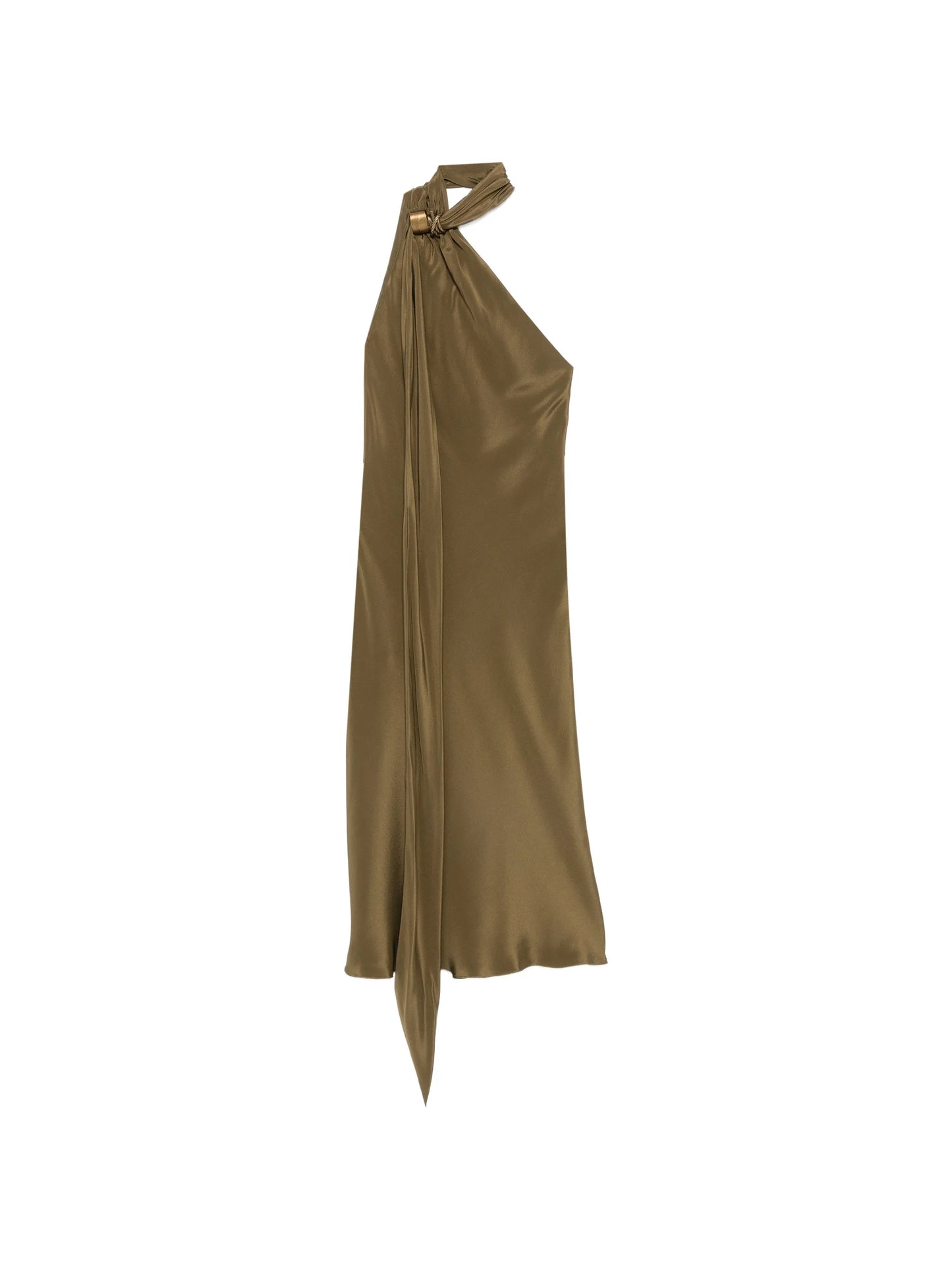 Evasto one-shoulder hardware-detail silk midi dress