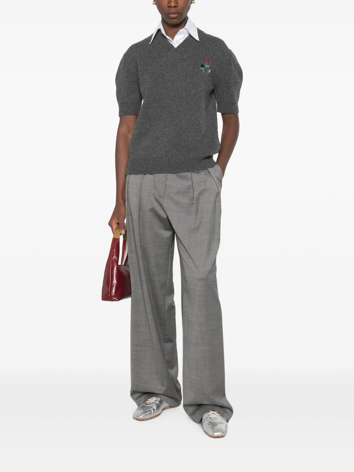 wool-cashmere sweater with embroidered flowers