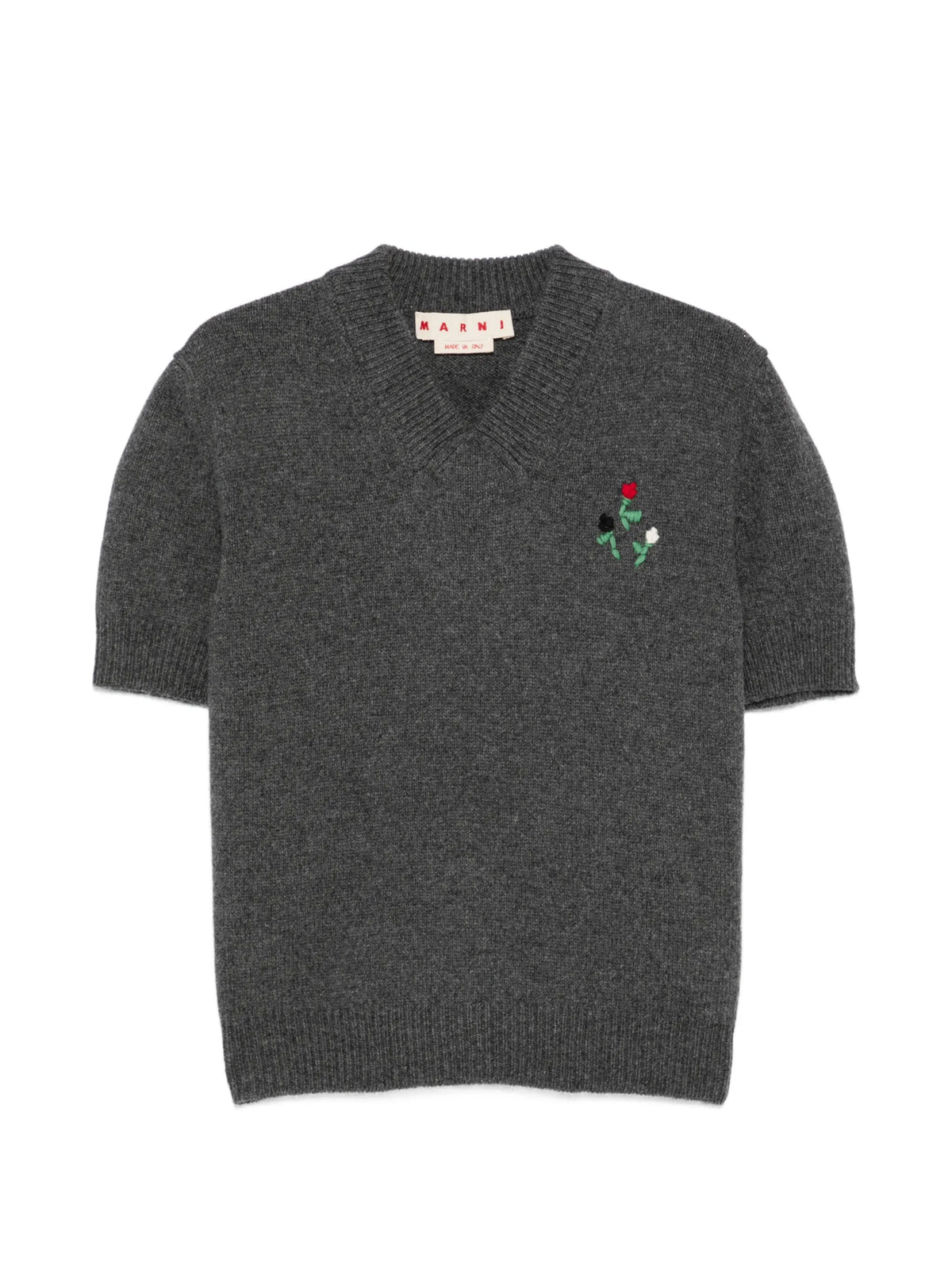 wool-cashmere sweater with embroidered flowers