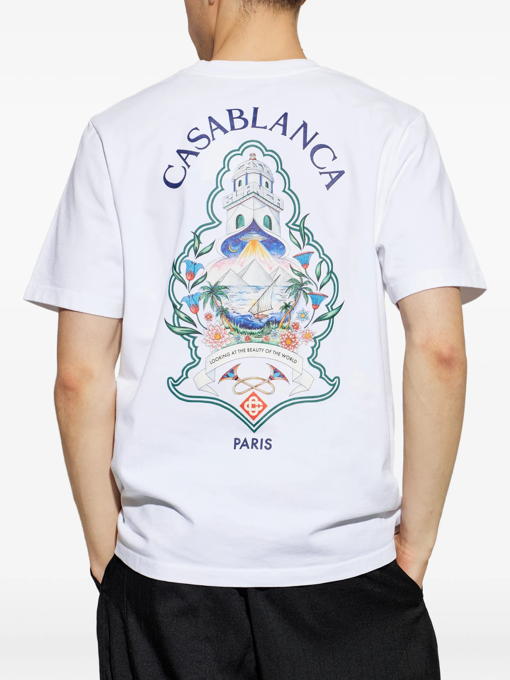 white Hotel emblem short sleeve T‑shirt